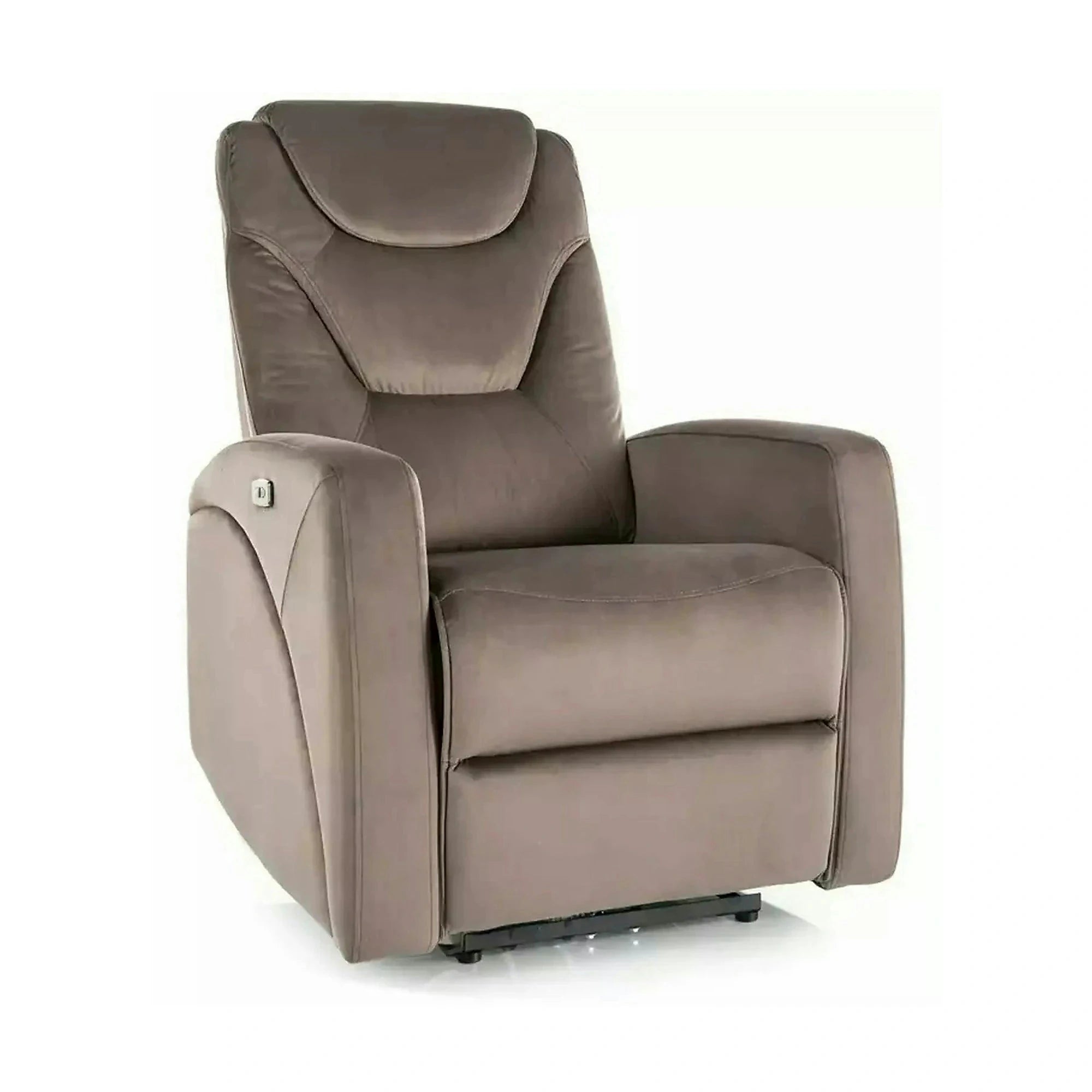 Fotoliu recliner KRONOS, stofa catifelata cappuccino - Bluvel 38, 79x94/160x107 cm