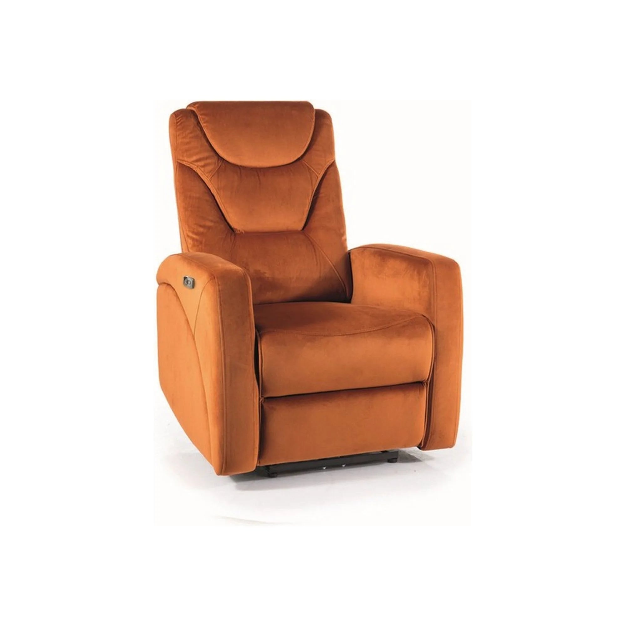 Fotoliu recliner KRONOS, stofa catifelata caramizie - Bluvel 4215, 79x94/160x107 cm