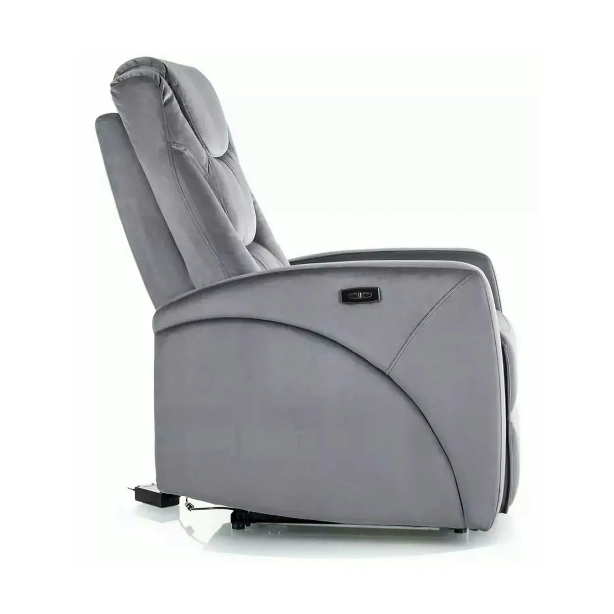 Fotoliu recliner KRONOS, stofa catifelata gri - Bluvel 14, 79x94/160x107 cm