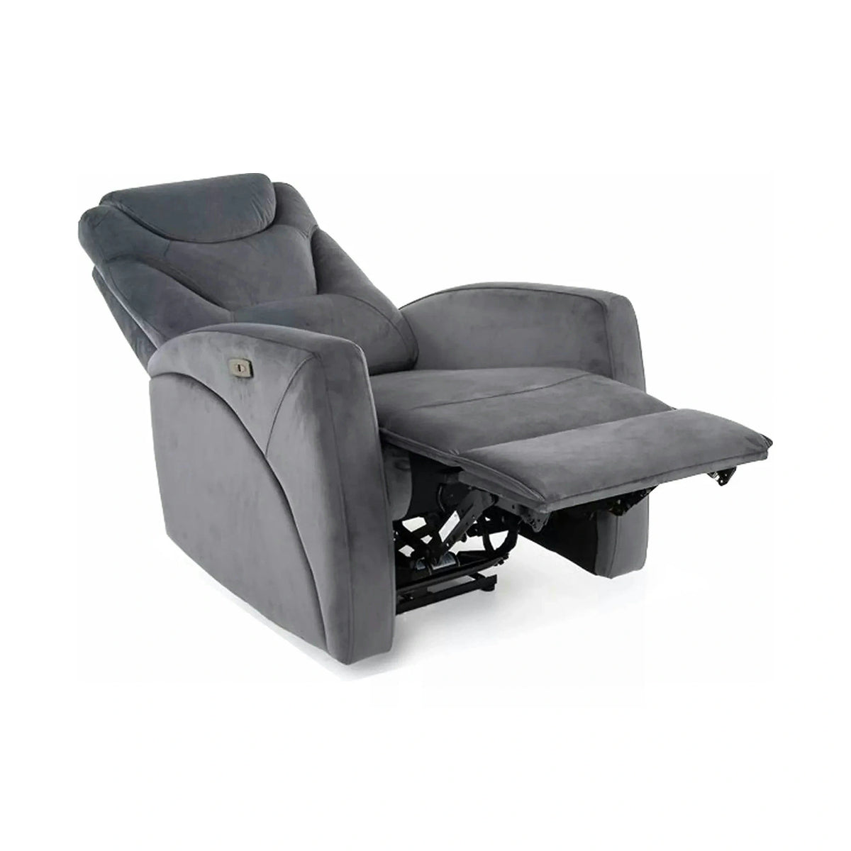 Fotoliu recliner KRONOS, stofa catifelata gri - Bluvel 14, 79x94/160x107 cm