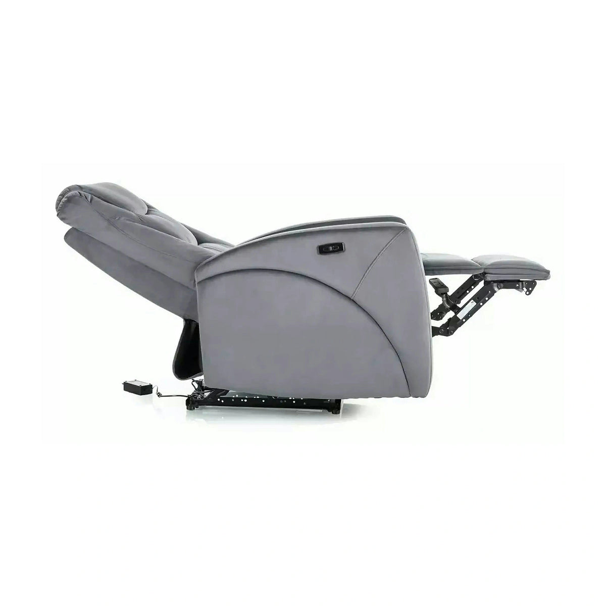 Fotoliu recliner KRONOS, stofa catifelata gri - Bluvel 14, 79x94/160x107 cm