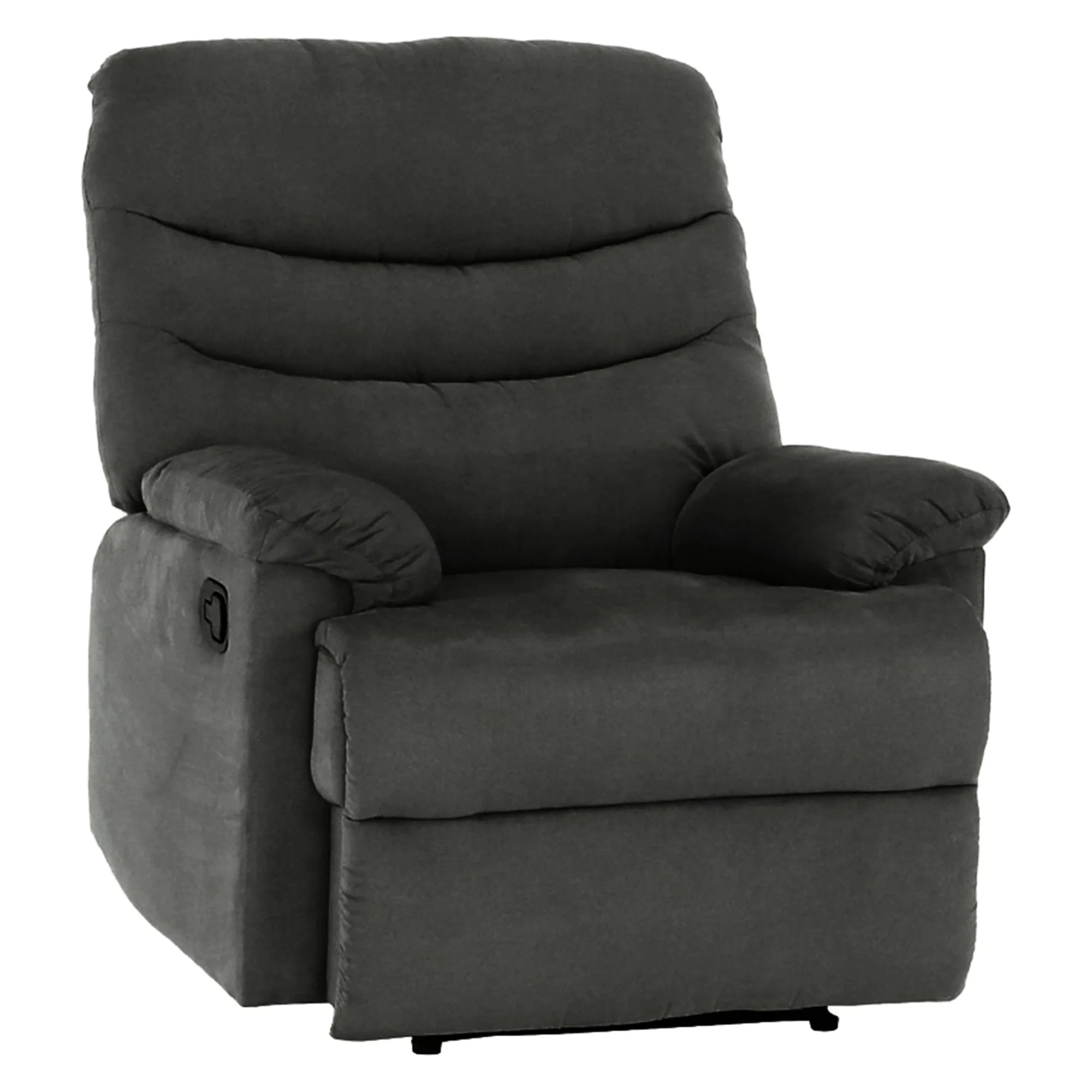 Fotoliu recliner LAMBERT, gri/negru, stofa catifelata/metal, 86x99/162x97 cm