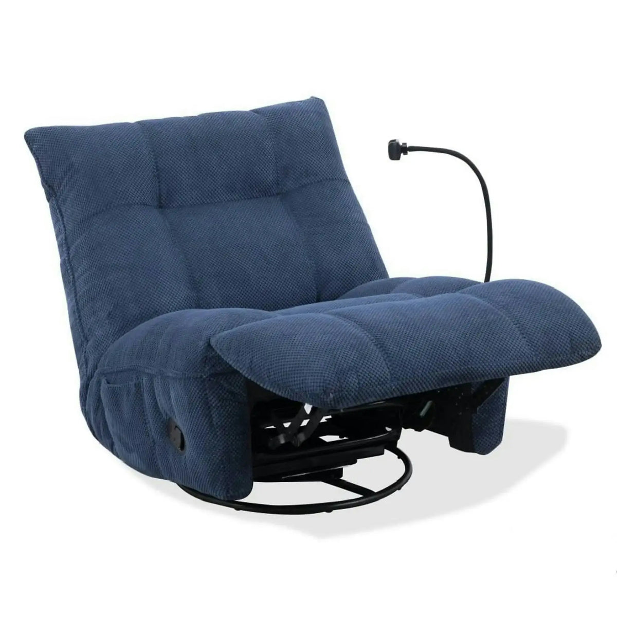 Fotoliu recliner MARCUS, albastru/negru, stofa clasica/metal, 84x104x94 cm