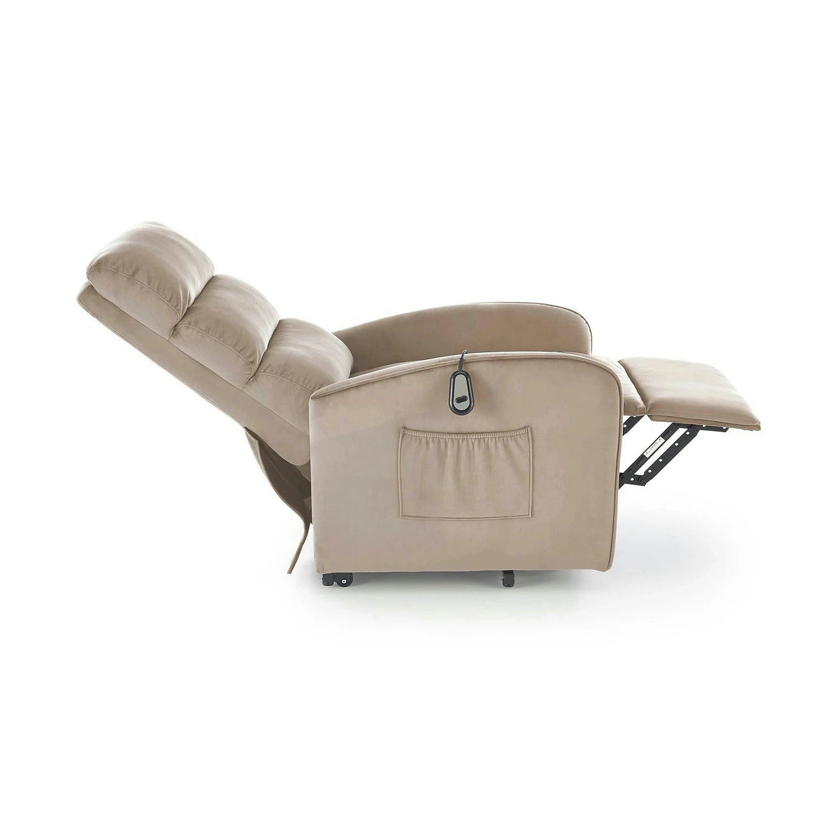 Fotoliu recliner MARONI, stofa catifelata bej - Bluvel 40, 62x92/165x103/84 cm