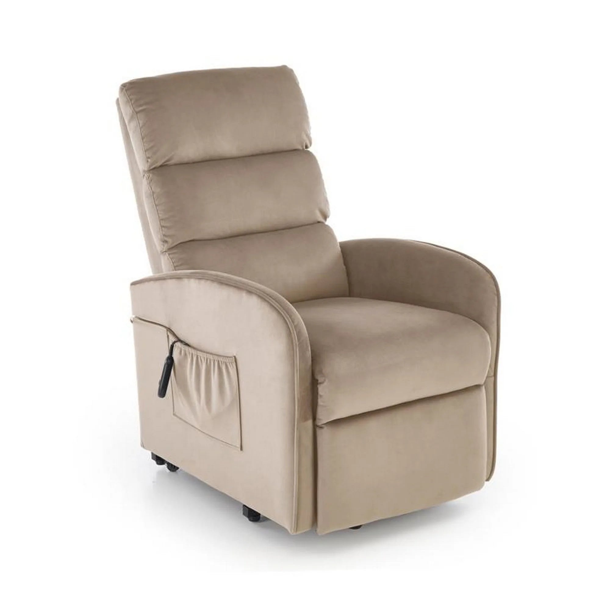 Fotoliu recliner MARONI, stofa catifelata bej - Bluvel 40, 62x92/165x103/84 cm