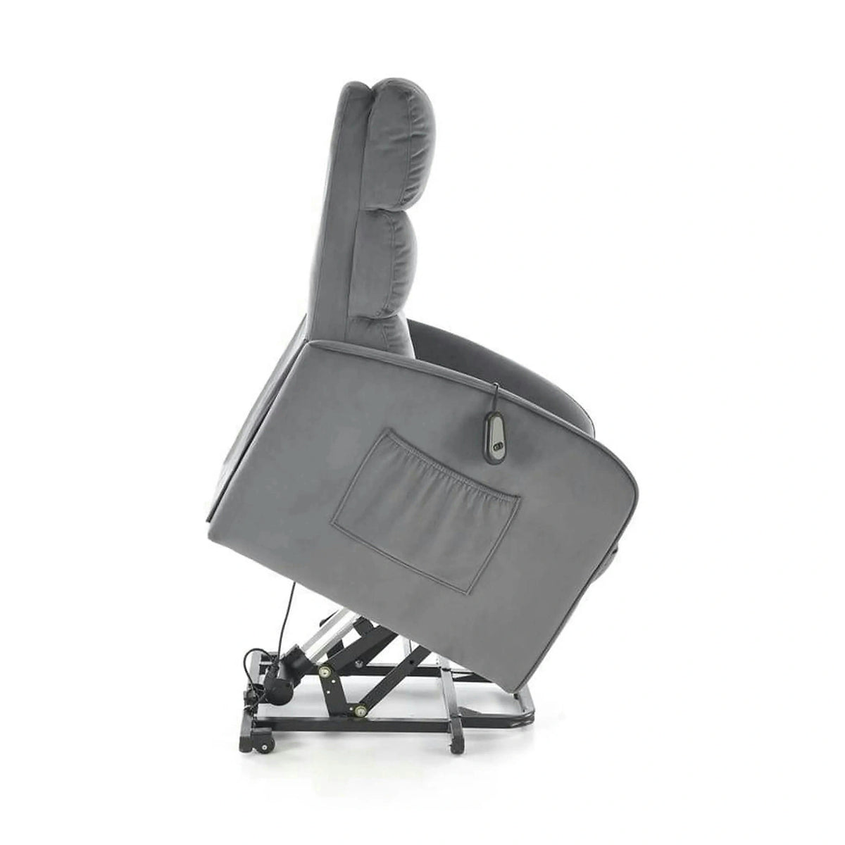 Fotoliu recliner MARONI, stofa catifelata gri - Bluvel 14, 62x92/165x103/84 cm