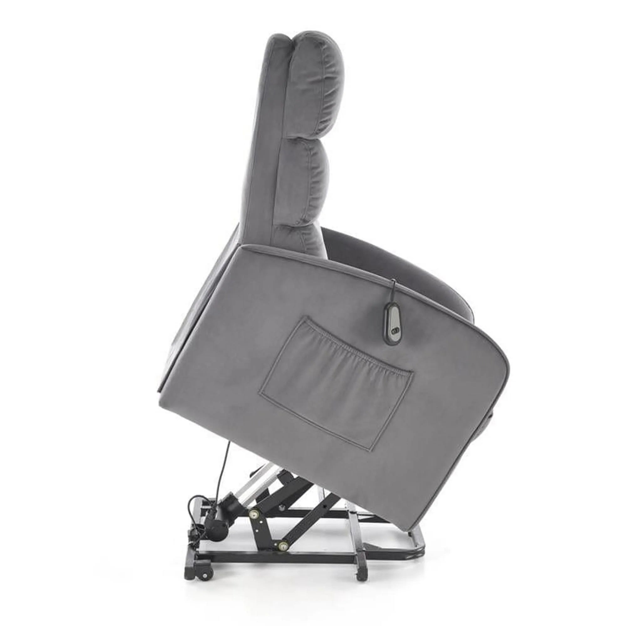 Fotoliu recliner MARONI, stofa catifelata gri - Bluvel 14, 62x92/165x103/84 cm