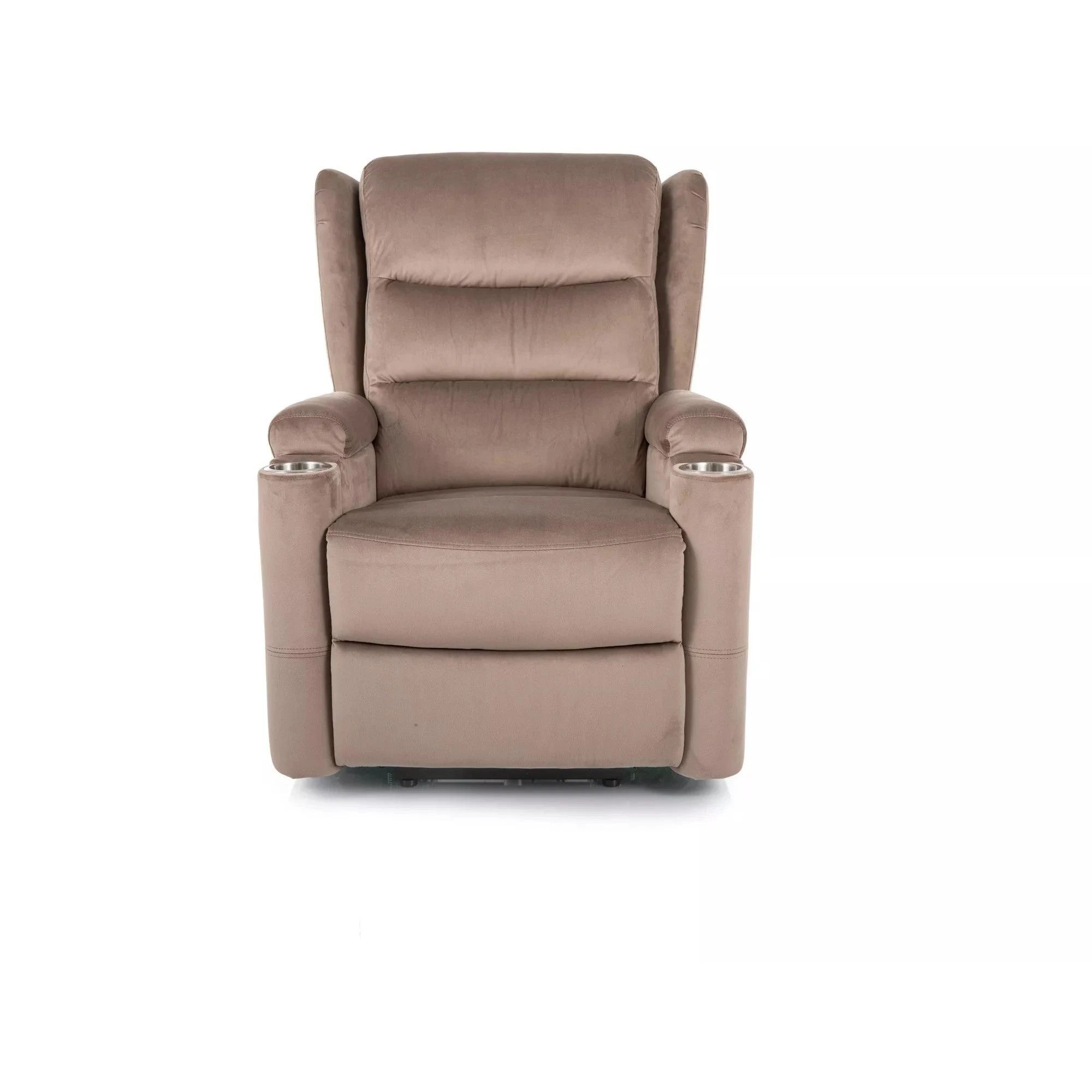 Fotoliu recliner MINOS, stofa catifelata bej inchis - Bluvel 40, 78x87/162x107 cm