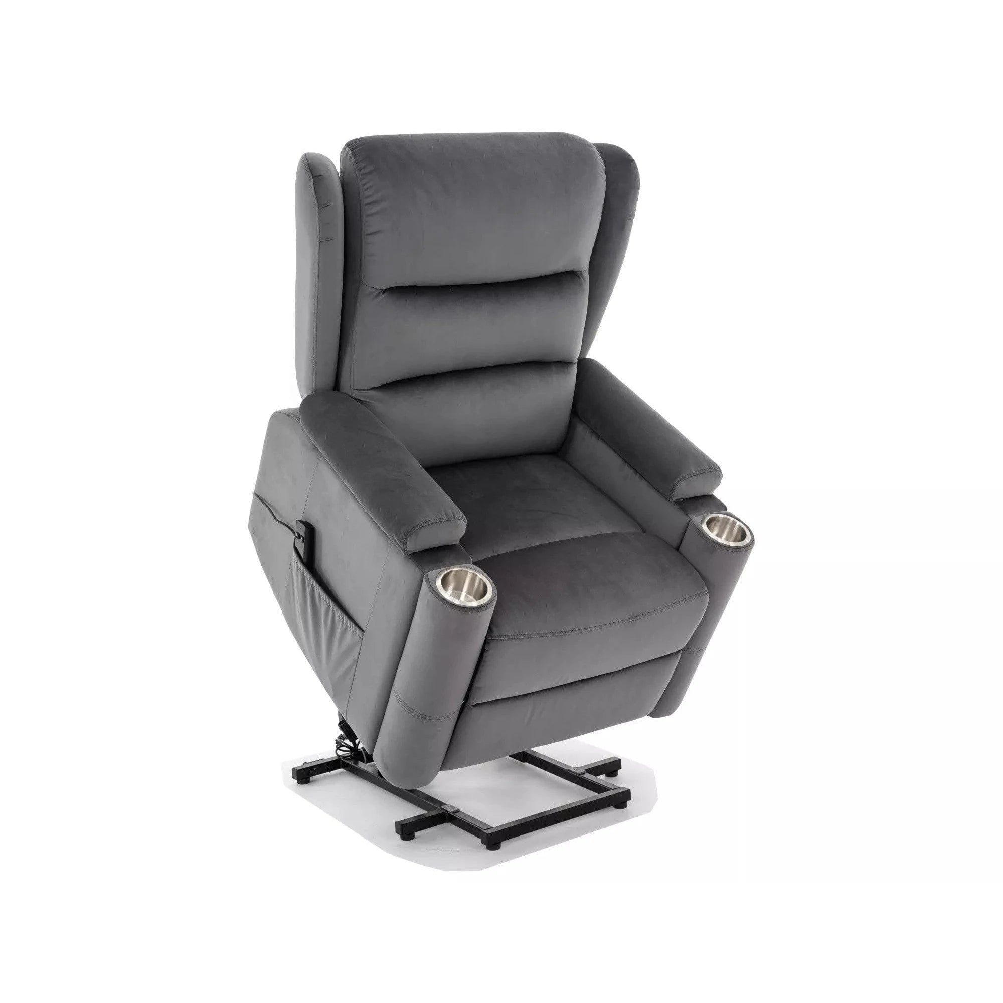 Fotoliu recliner MINOS, stofa catifelata gri - Bluvel 14, 78x87/162x107 cm