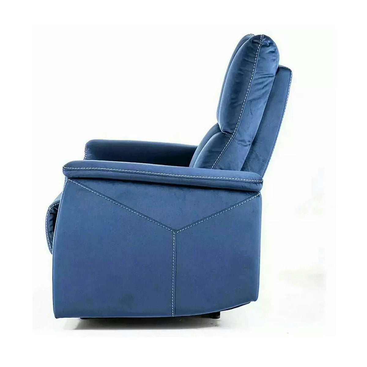 Fotoliu recliner NEPTUN, albastru inchis, stofa catifelata/metal, 76x94/160x96 cm