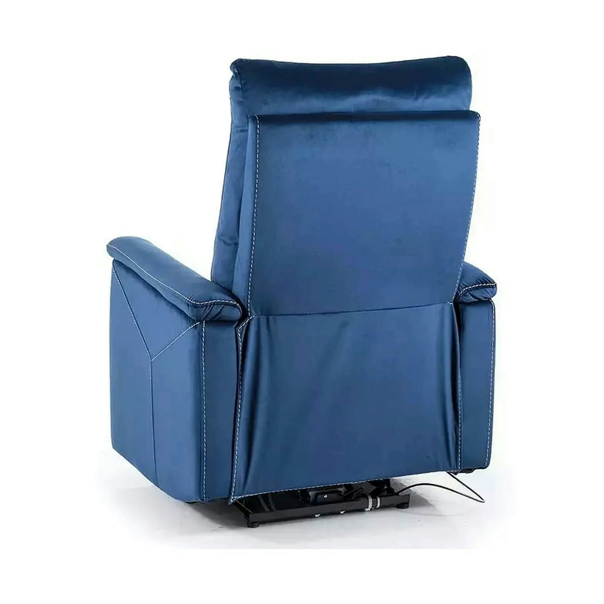 Fotoliu recliner NEPTUN, albastru inchis, stofa catifelata/metal, 76x94/160x96 cm