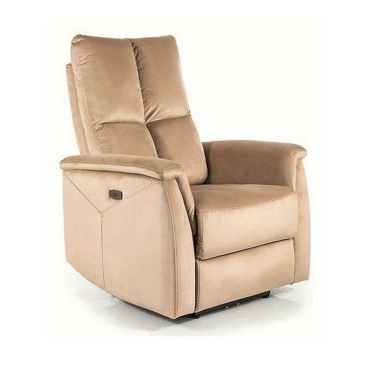Fotoliu recliner NEPTUN, bej, stofa catifelata/metal, 76x94/160x96 cm