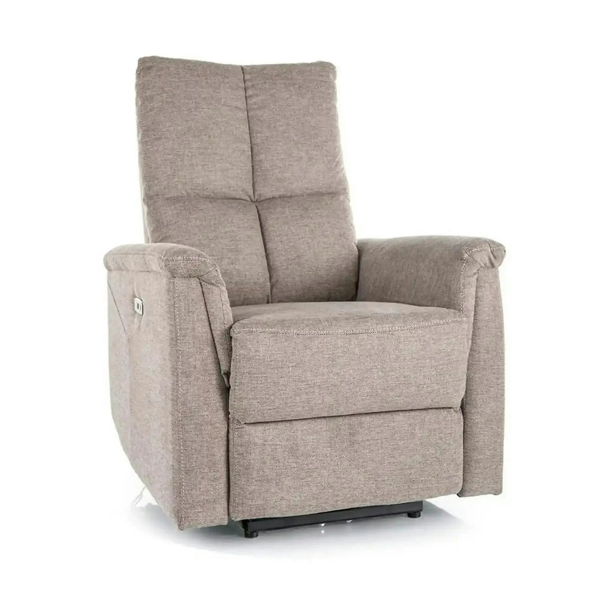 Fotoliu recliner NEPTUN, bej, stofa clasica/metal, 76x94/160x96 cm