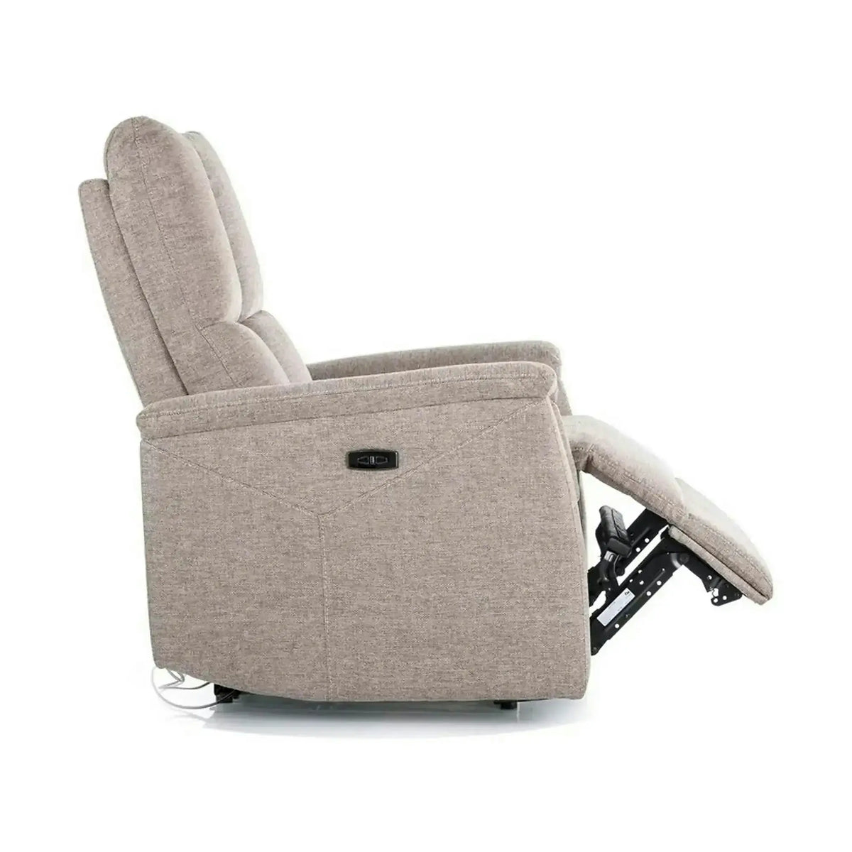 Fotoliu recliner NEPTUN, bej, stofa clasica/metal, 76x94/160x96 cm
