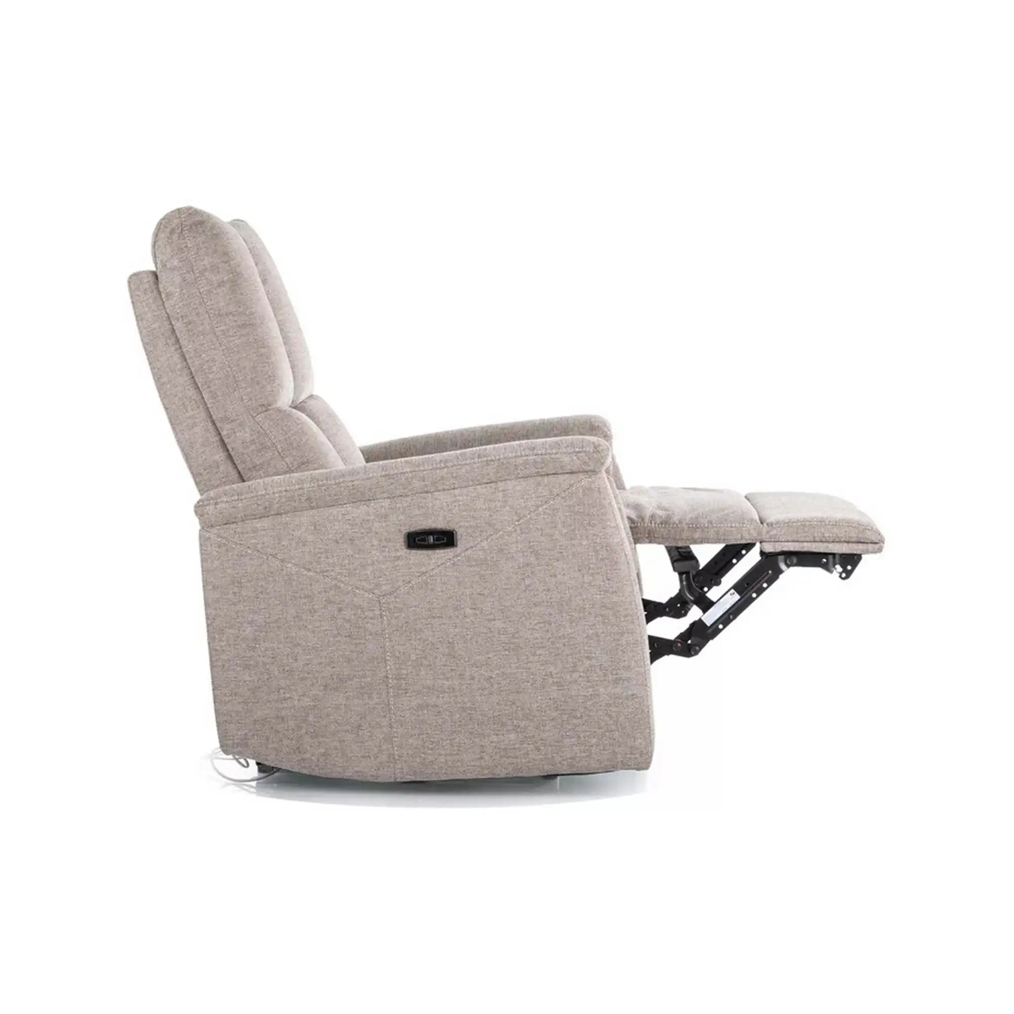 Fotoliu recliner NEPTUN, bej, stofa clasica/metal, 76x94/160x96 cm