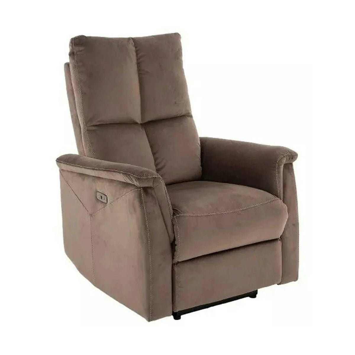 Fotoliu recliner NEPTUN, cappuccino, stofa catifelata/metal, 76x94/160x96 cm