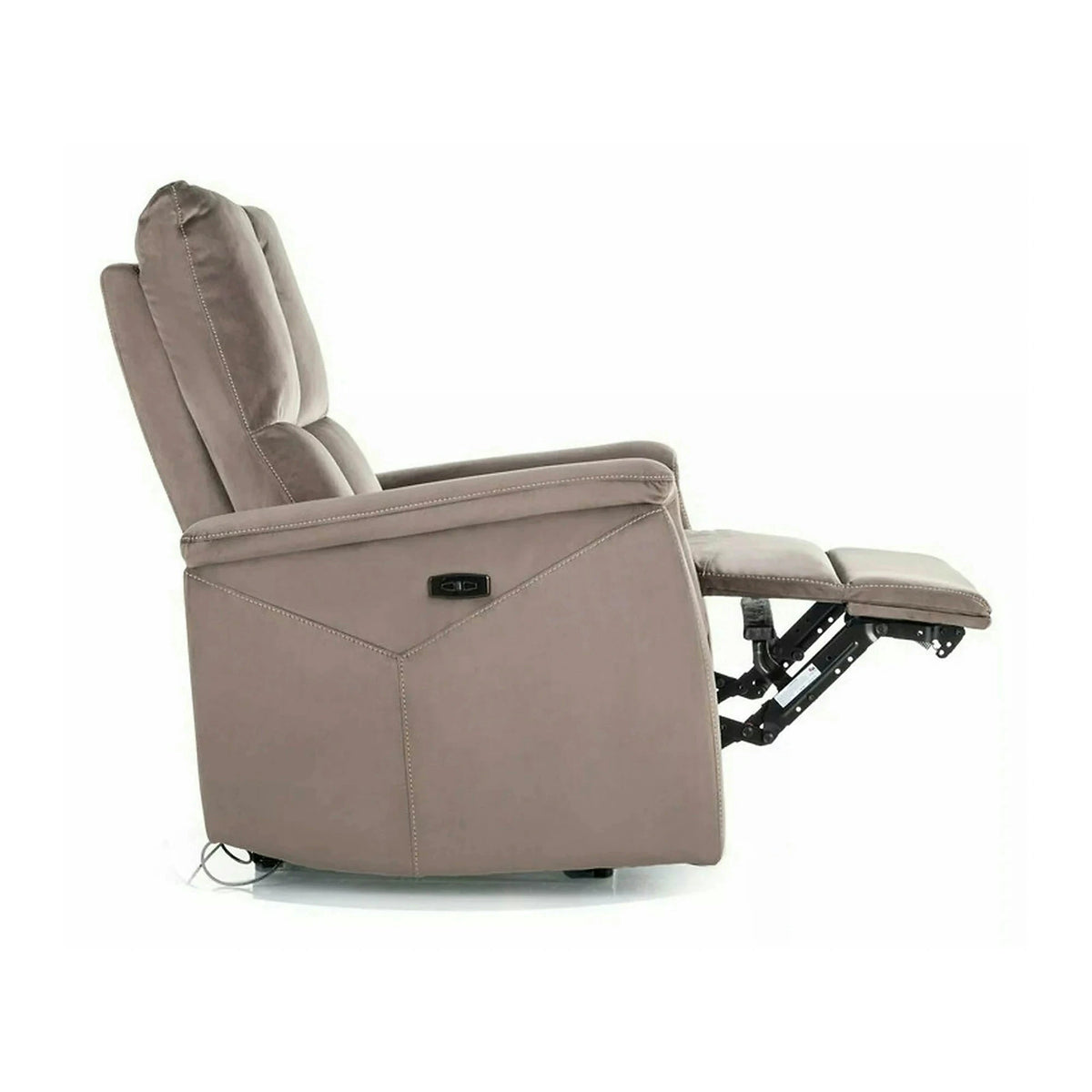 Fotoliu recliner NEPTUN, cappuccino, stofa catifelata/metal, 76x94/160x96 cm