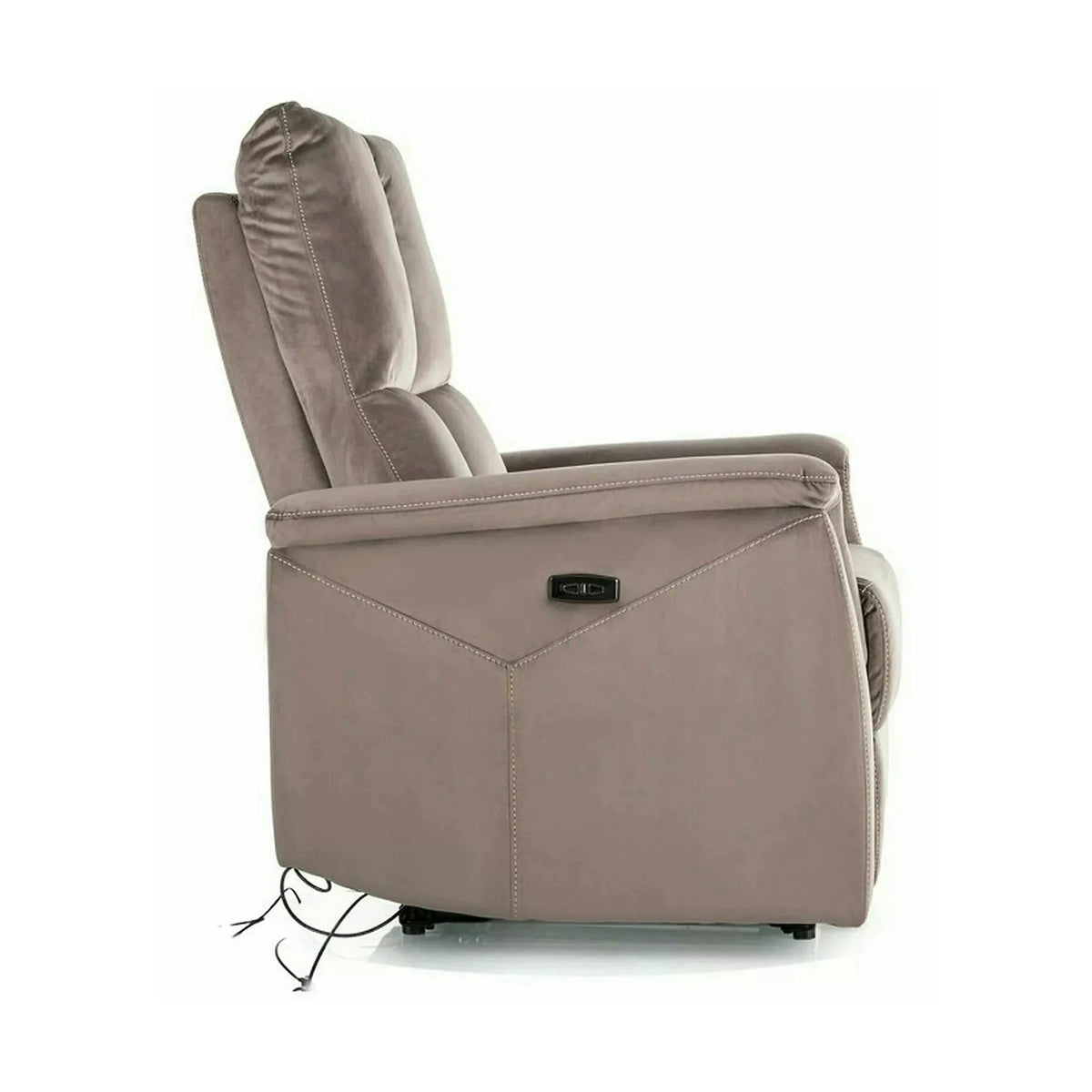 Fotoliu recliner NEPTUN, cappuccino, stofa catifelata/metal, 76x94/160x96 cm