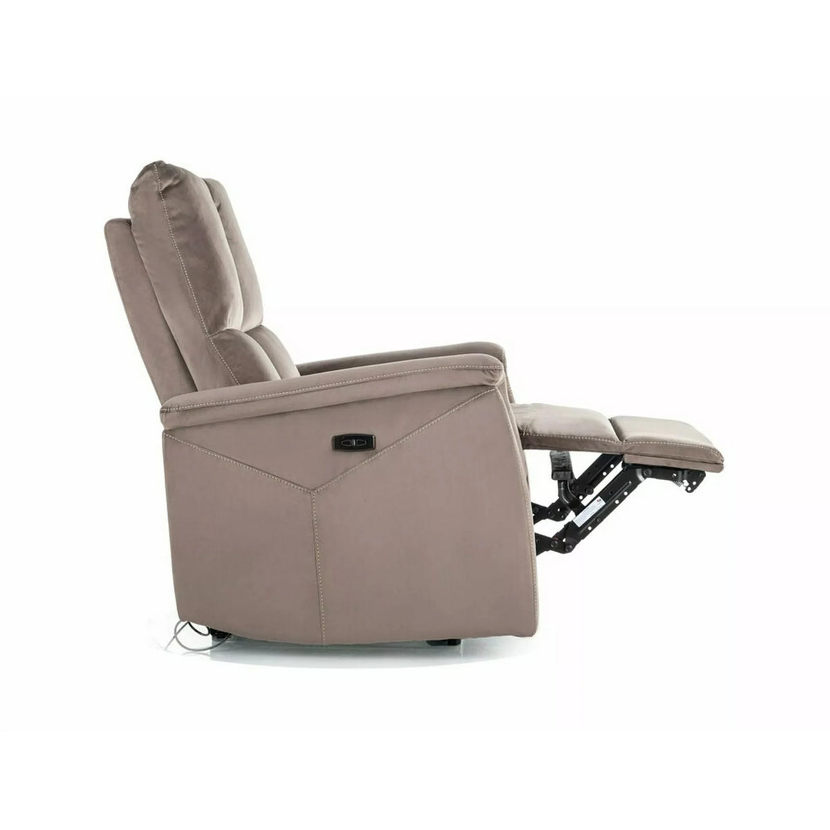 Fotoliu recliner NEPTUN, cappuccino, stofa catifelata/metal, 76x94/160x96 cm