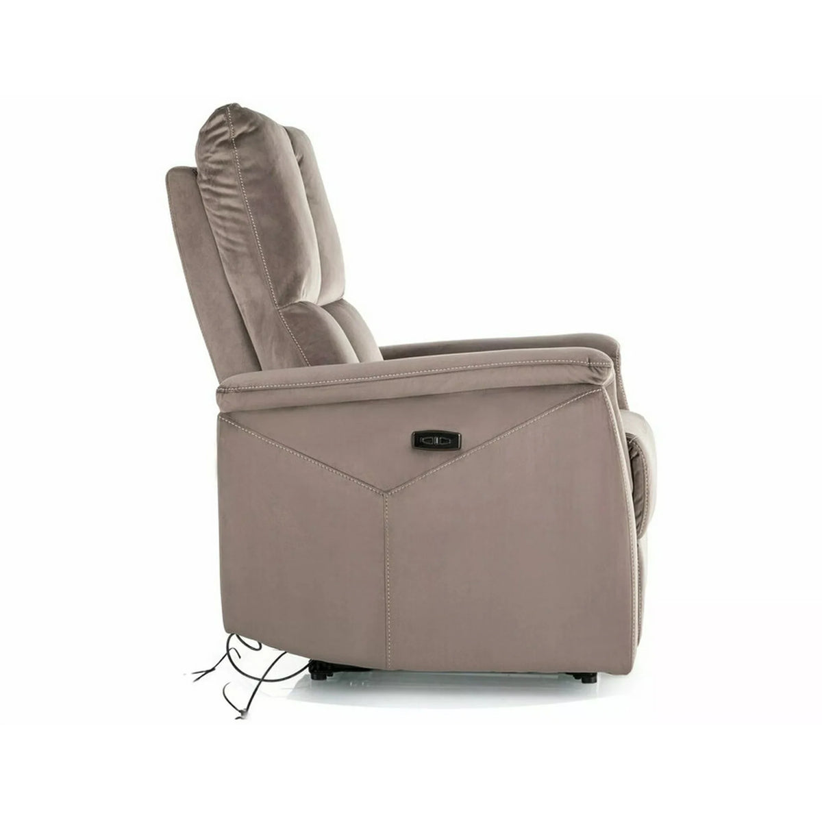Fotoliu recliner NEPTUN, cappuccino, stofa catifelata/metal, 76x94/160x96 cm
