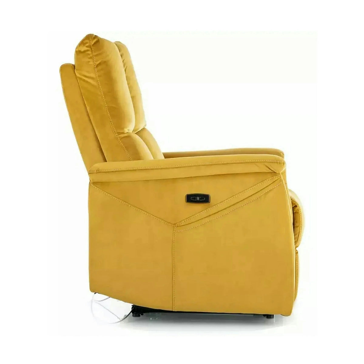 Fotoliu recliner NEPTUN, galben, stofa catifelata/metal, 76x94/160x96 cm