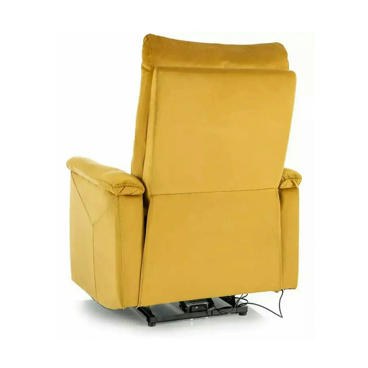 Fotoliu recliner NEPTUN, galben, stofa catifelata/metal, 76x94/160x96 cm