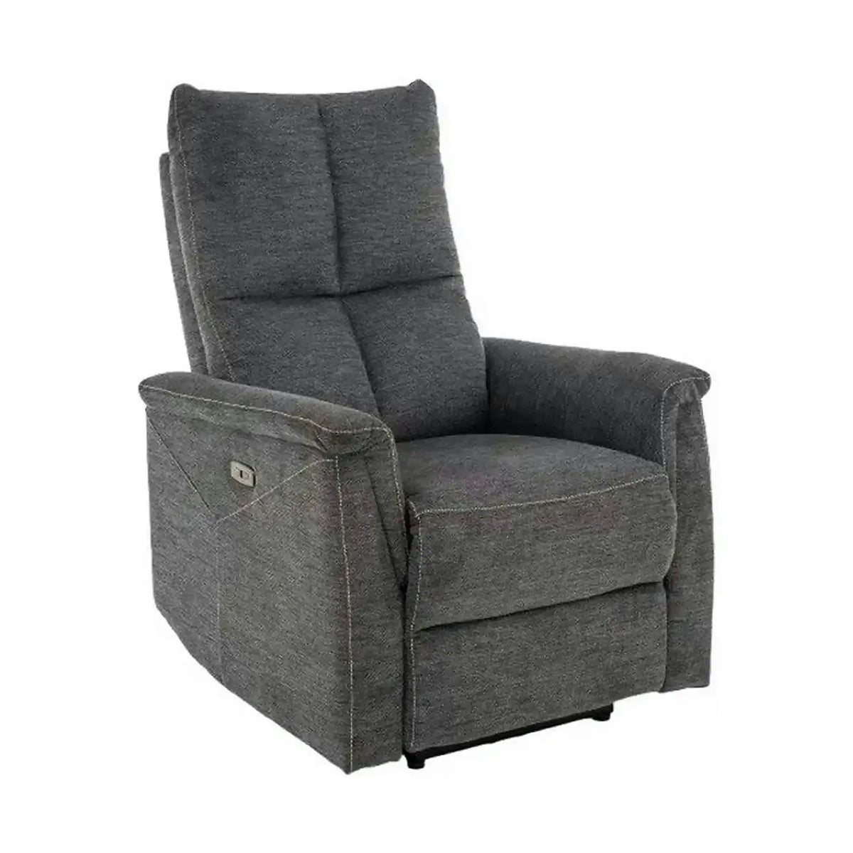 Fotoliu recliner NEPTUN, gri inchis, stofa clasica/metal, 76x94/160x96 cm