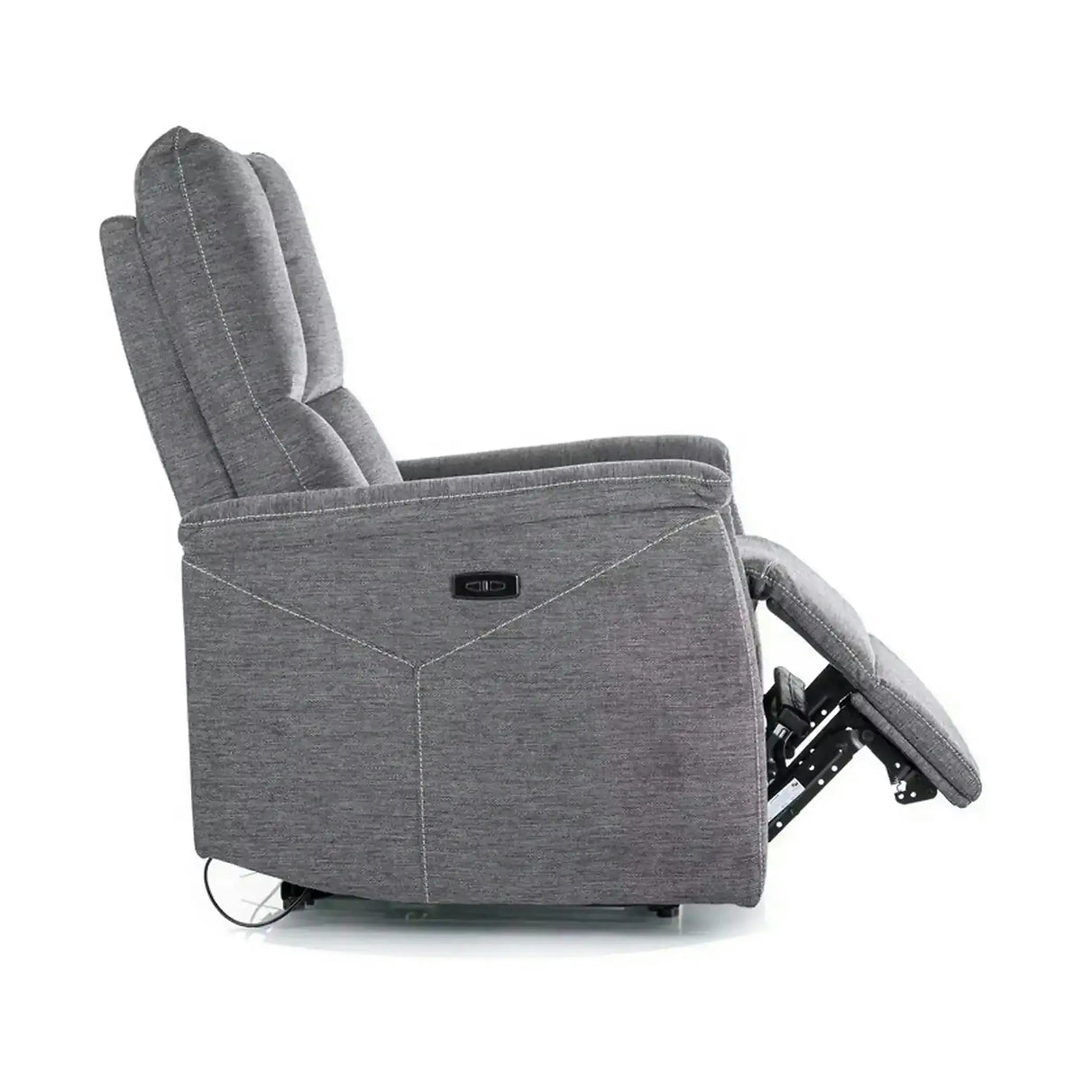 Fotoliu recliner NEPTUN, gri inchis, stofa clasica/metal, 76x94/160x96 cm