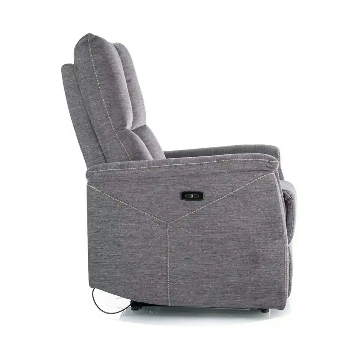 Fotoliu recliner NEPTUN, gri inchis, stofa clasica/metal, 76x94/160x96 cm