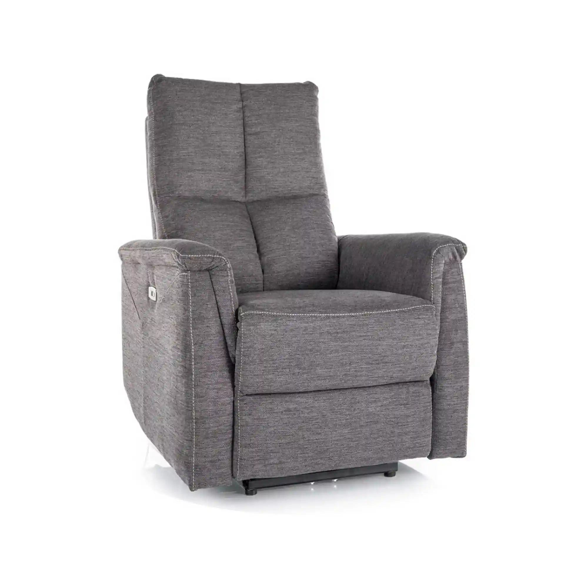 Fotoliu recliner NEPTUN, gri inchis, stofa clasica/metal, 76x94/160x96 cm