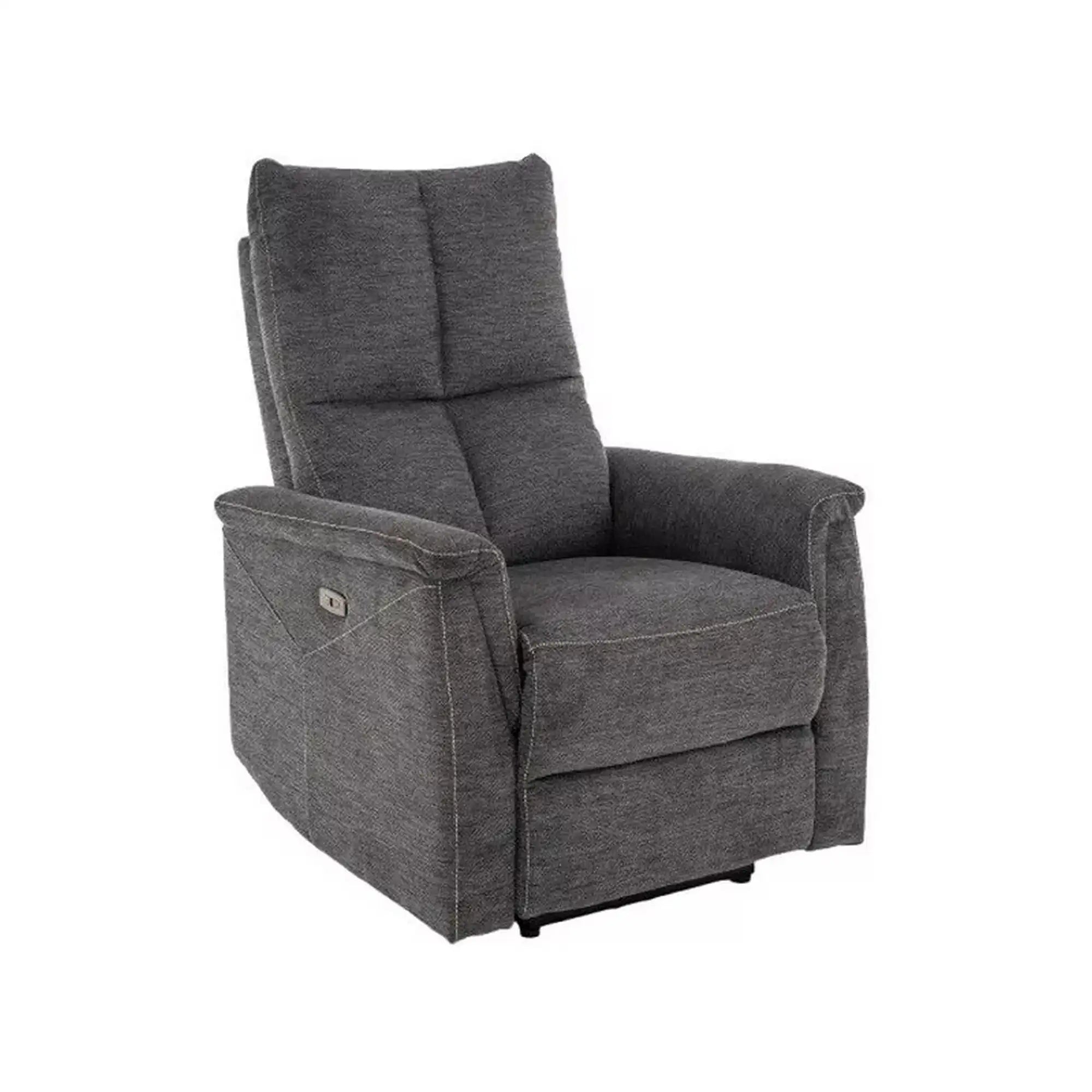 Fotoliu recliner NEPTUN, gri inchis, stofa clasica/metal, 76x94/160x96 cm
