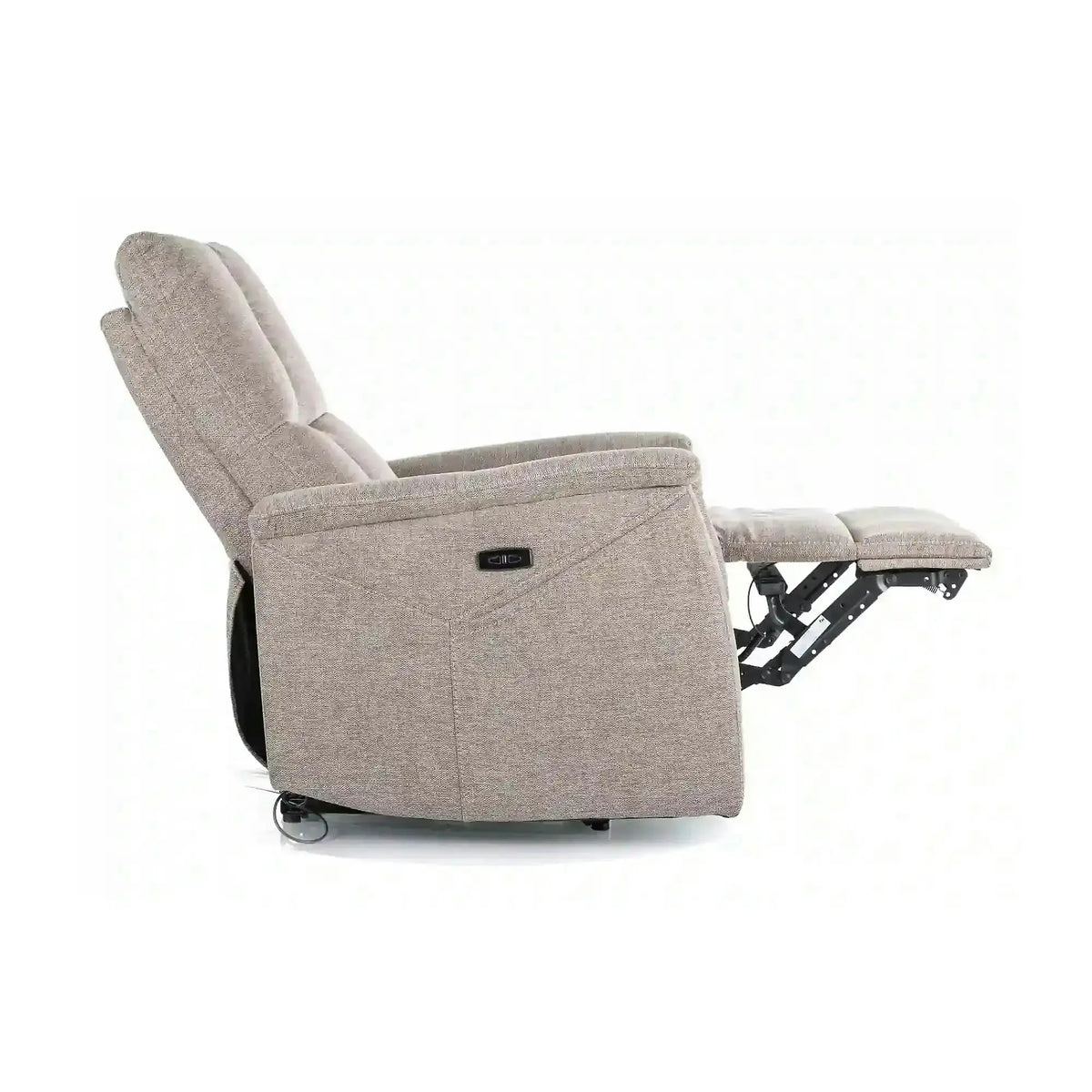 Fotoliu recliner NEPTUN M, bej, stofa clasica/metal, functie de masaj ,76x94/160x96 cm