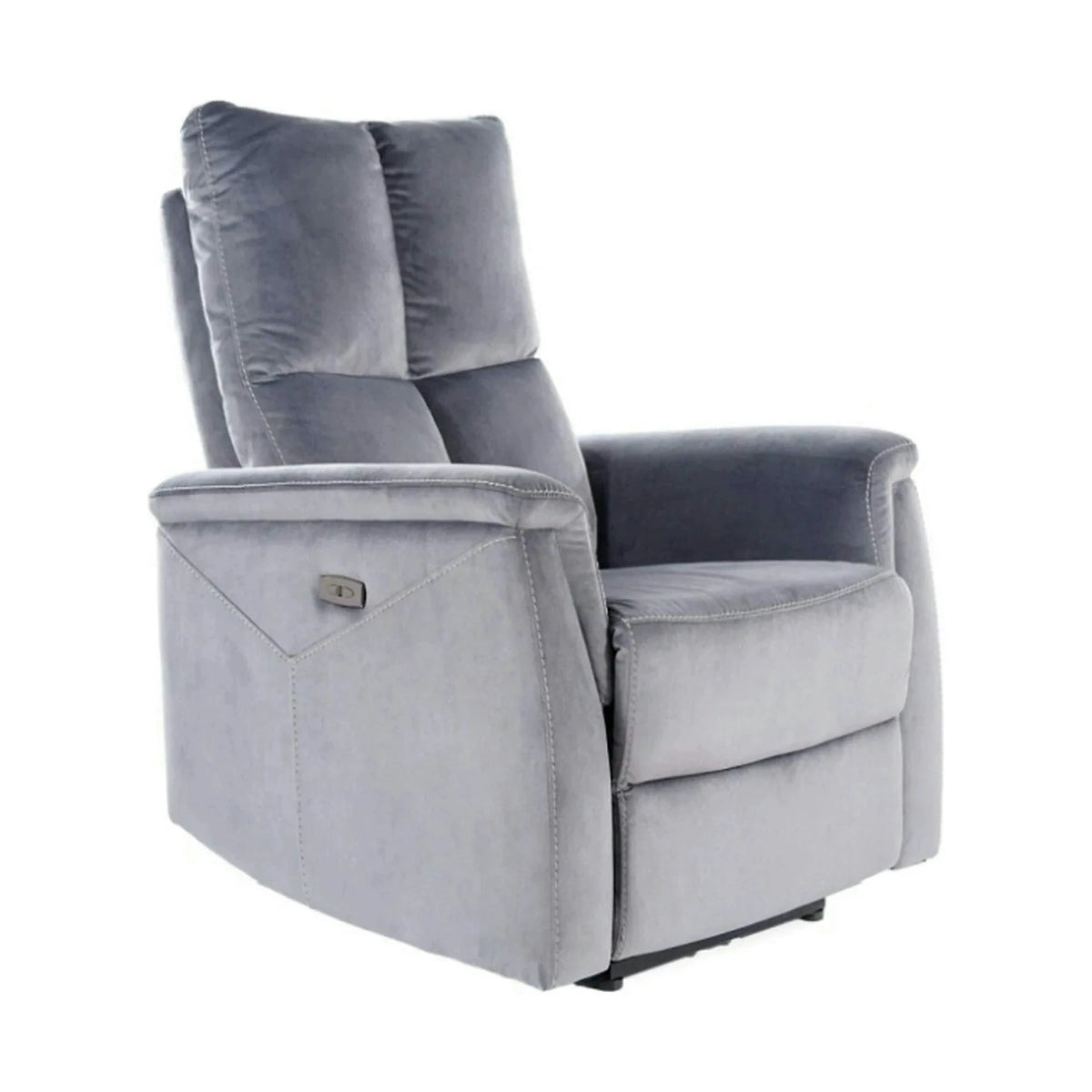 Fotoliu recliner NEPTUN M, gri, stofa catifelata/metal, functie de masaj, 76x94/160x96 cm