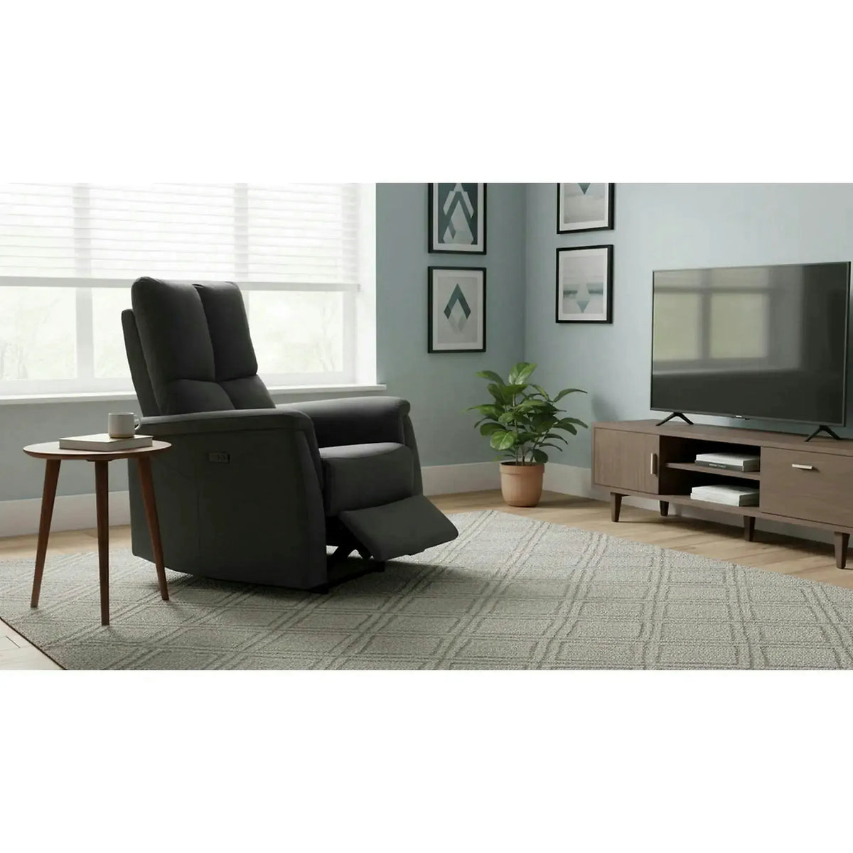 Fotoliu recliner NEPTUN, negru, stofa catifelata/metal, 76x94/160x96 cm