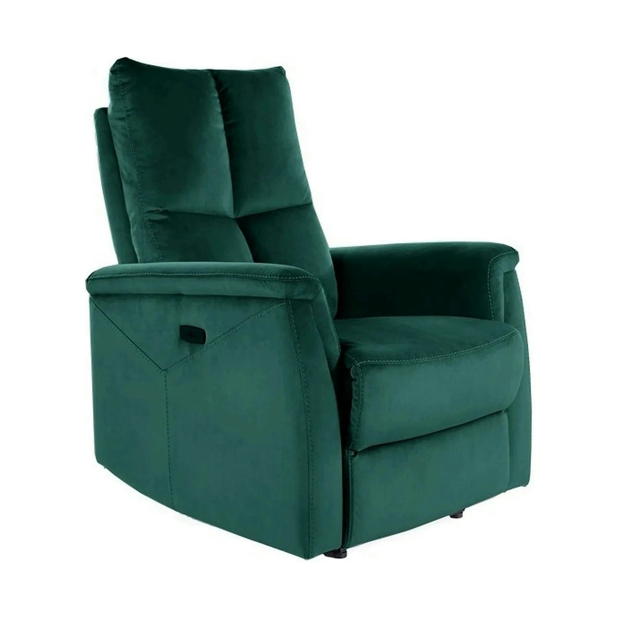 Fotoliu recliner NEPTUN, verde, stofa catifelata/metal, 76x74/160x96 cm
