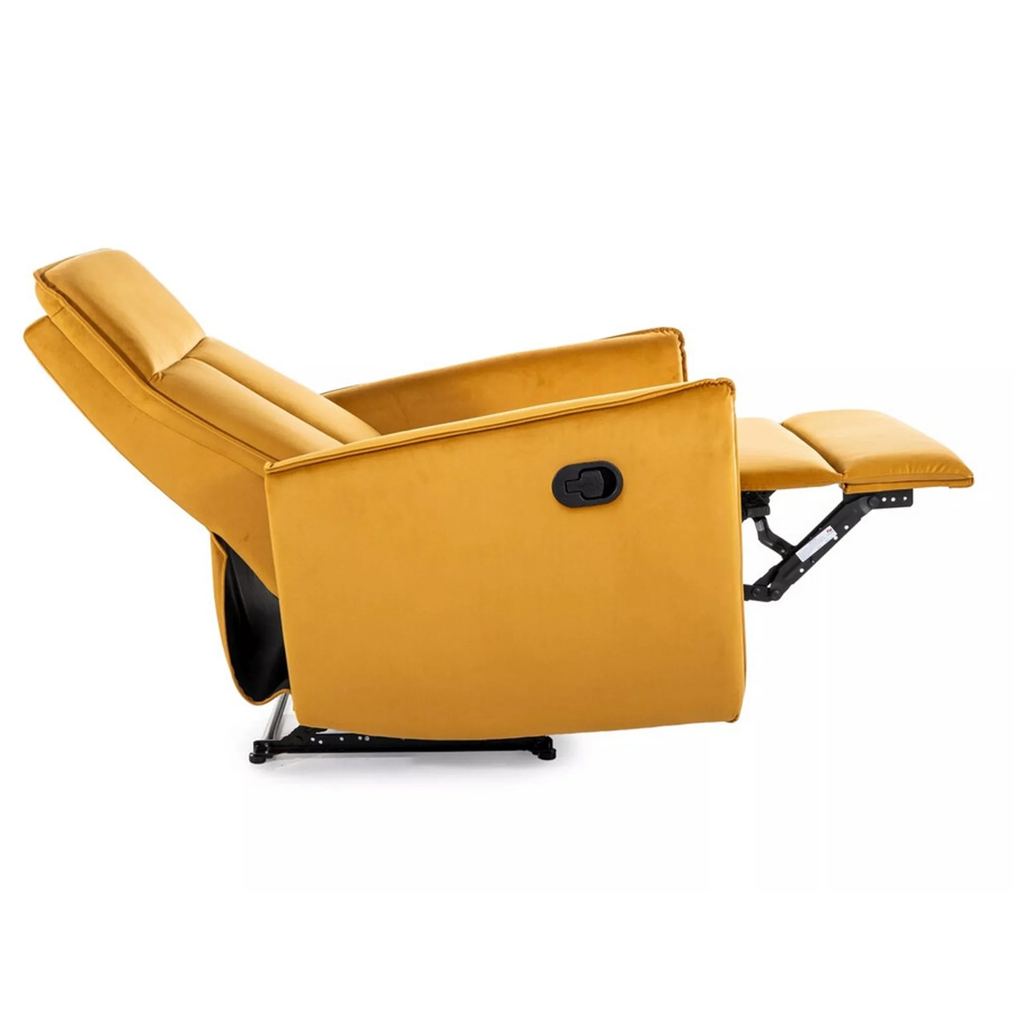 Fotoliu recliner NIKOS, stofa catifelata galben - Bluvel 68, 72x86/159x105 cm