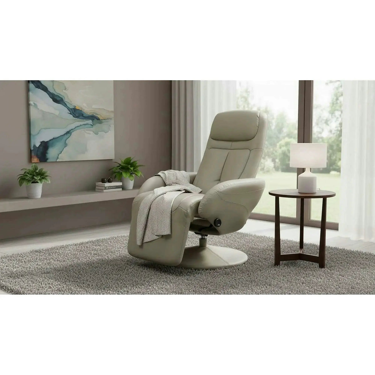 Fotoliu recliner OPTIMA, cappuccino, piele ecologica/metal, 77x80/139x101/84 cm