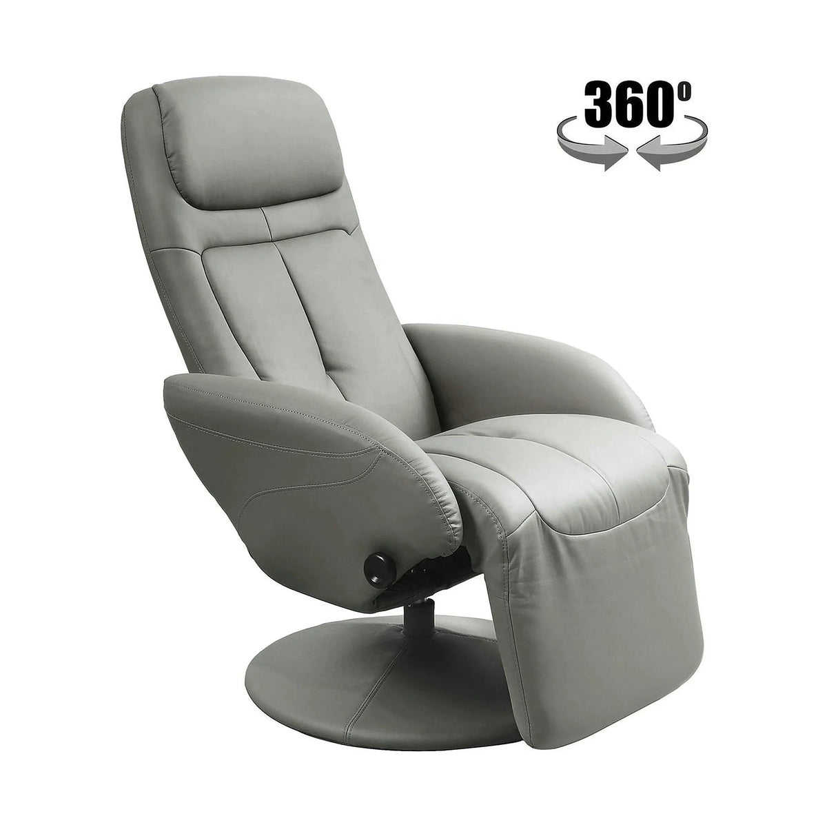 Fotoliu recliner OPTIMA, gri, piele ecologica/metal, 77x80/139x101/84 cm