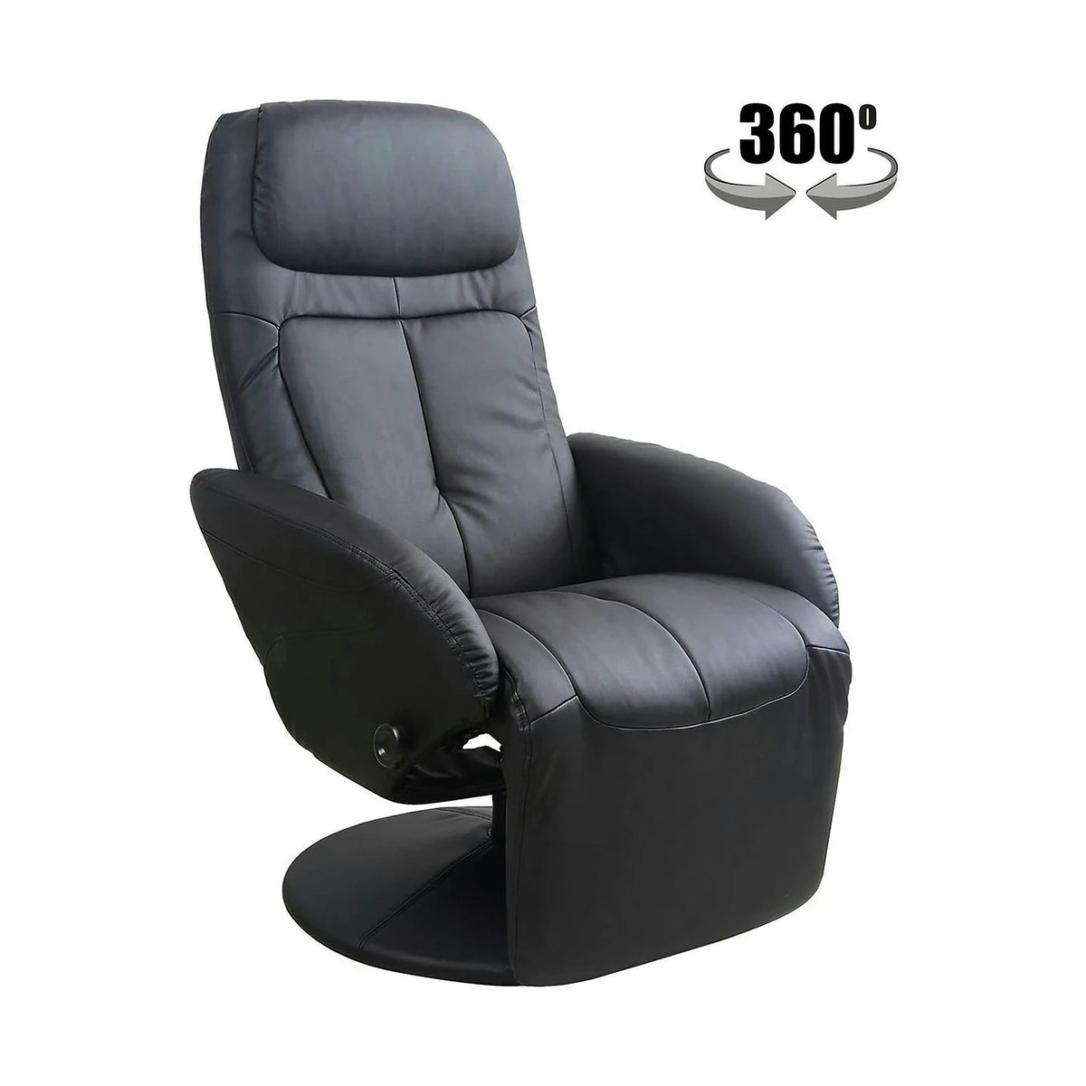 Fotoliu recliner OPTIMA, negru, piele ecologica/metal, 77x80/139x101/84 cm