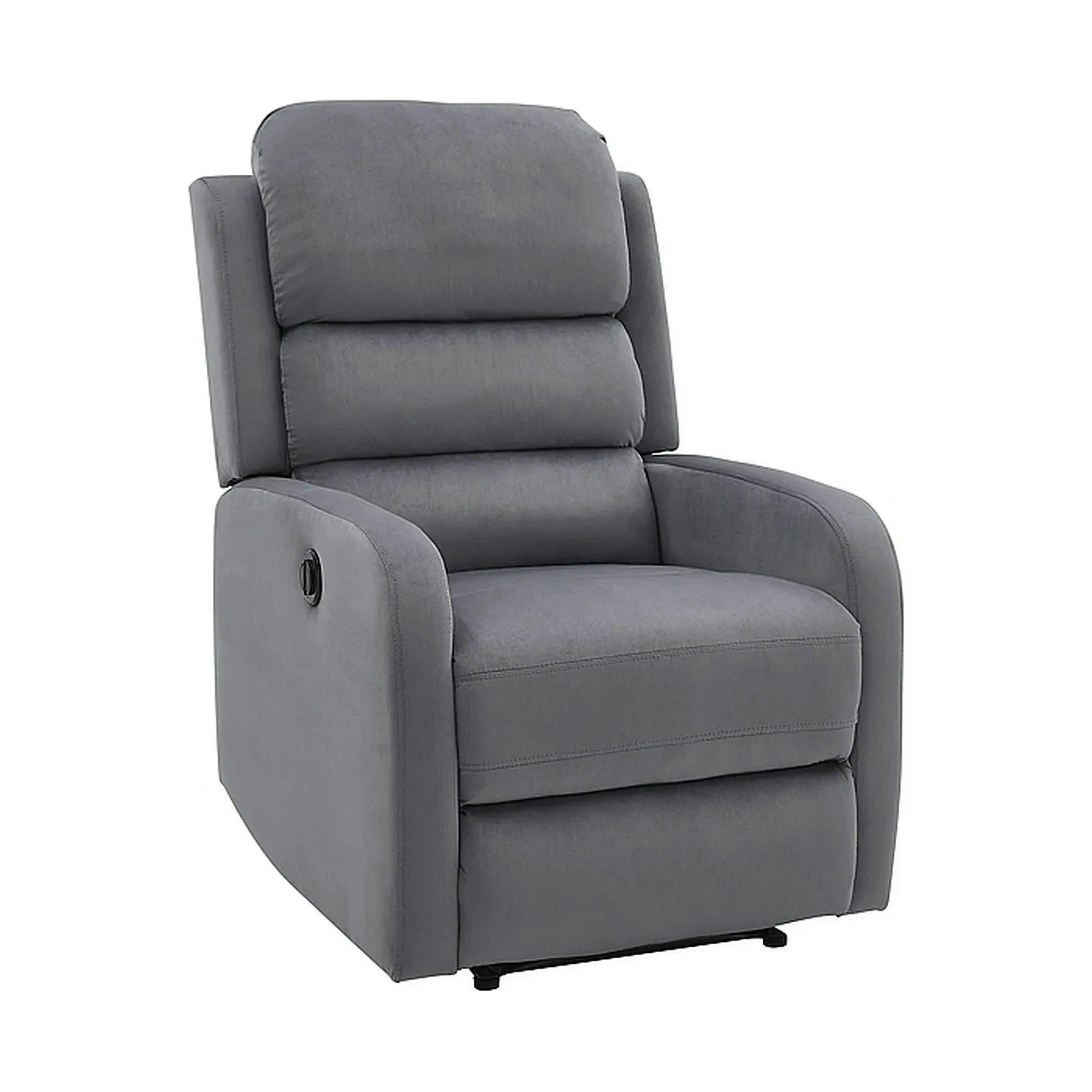 Fotoliu recliner PEGAZ M, gri/negru, stofa catifelata/metal, 64x88/160x102 cm