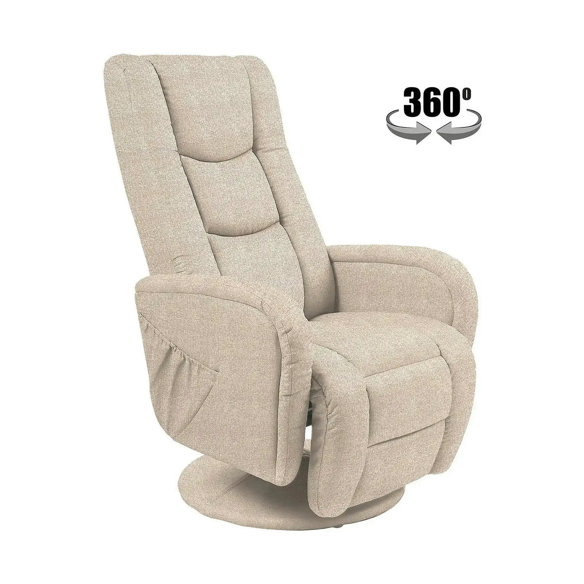 Fotoliu recliner PULSAR 2, bej, stofa clasica/metal, 68x85/135x85/106 cm