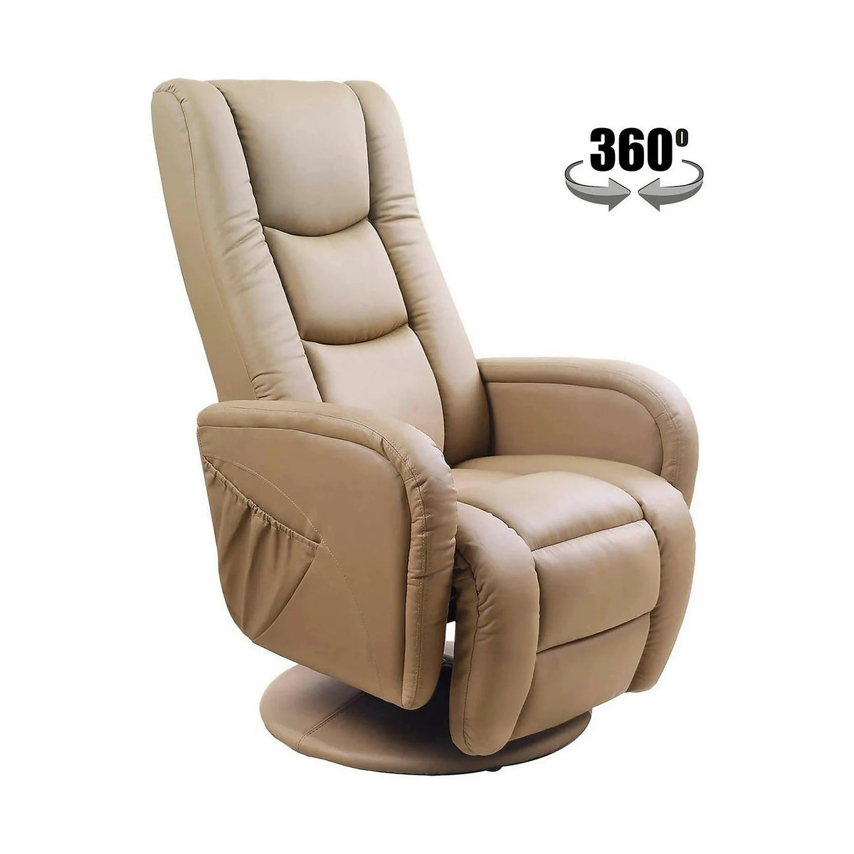 Fotoliu recliner PULSAR, bej, piele ecologica/metal, 68x85/135x85/106 cm
