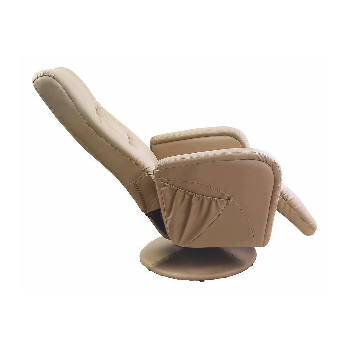 Fotoliu recliner PULSAR, bej, piele ecologica/metal, 68x85/135x85/106 cm