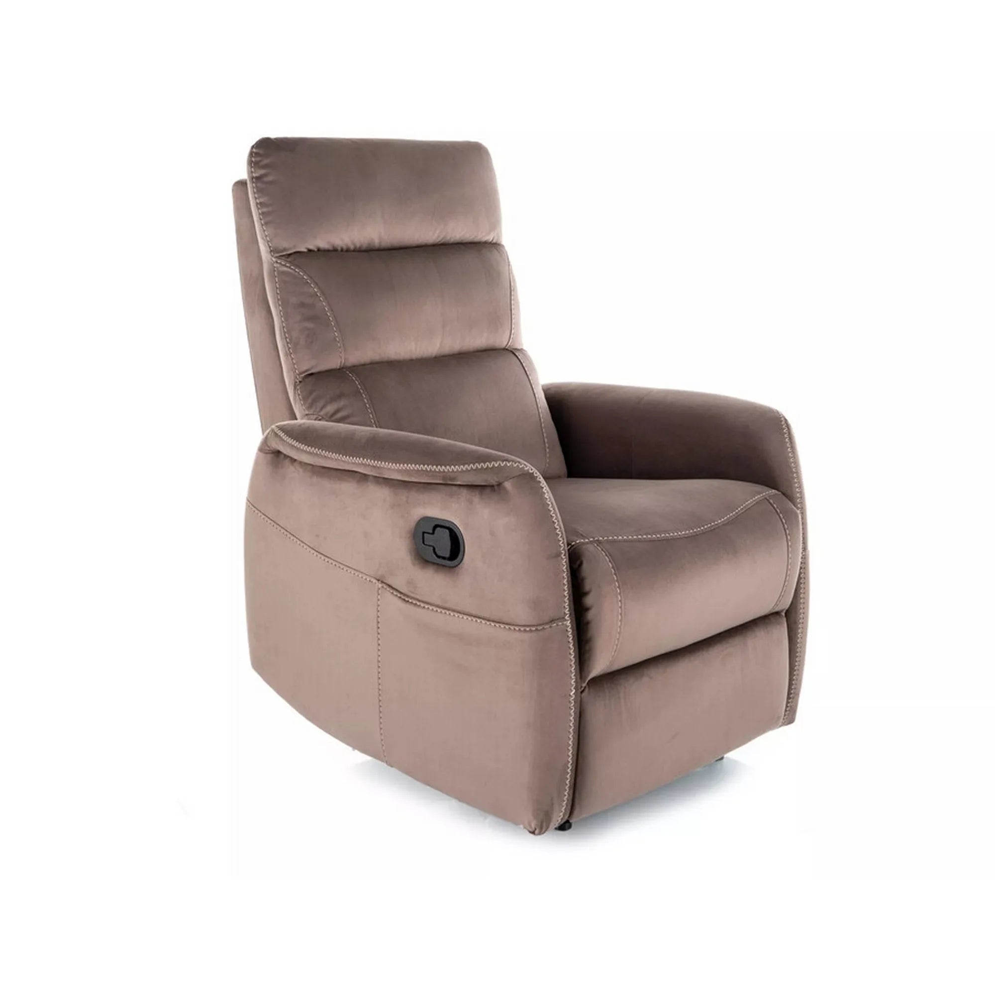 Fotoliu recliner SOLON M, stofa catifelata cappuccino - Bluvel 38, 74x86/162x106 cm