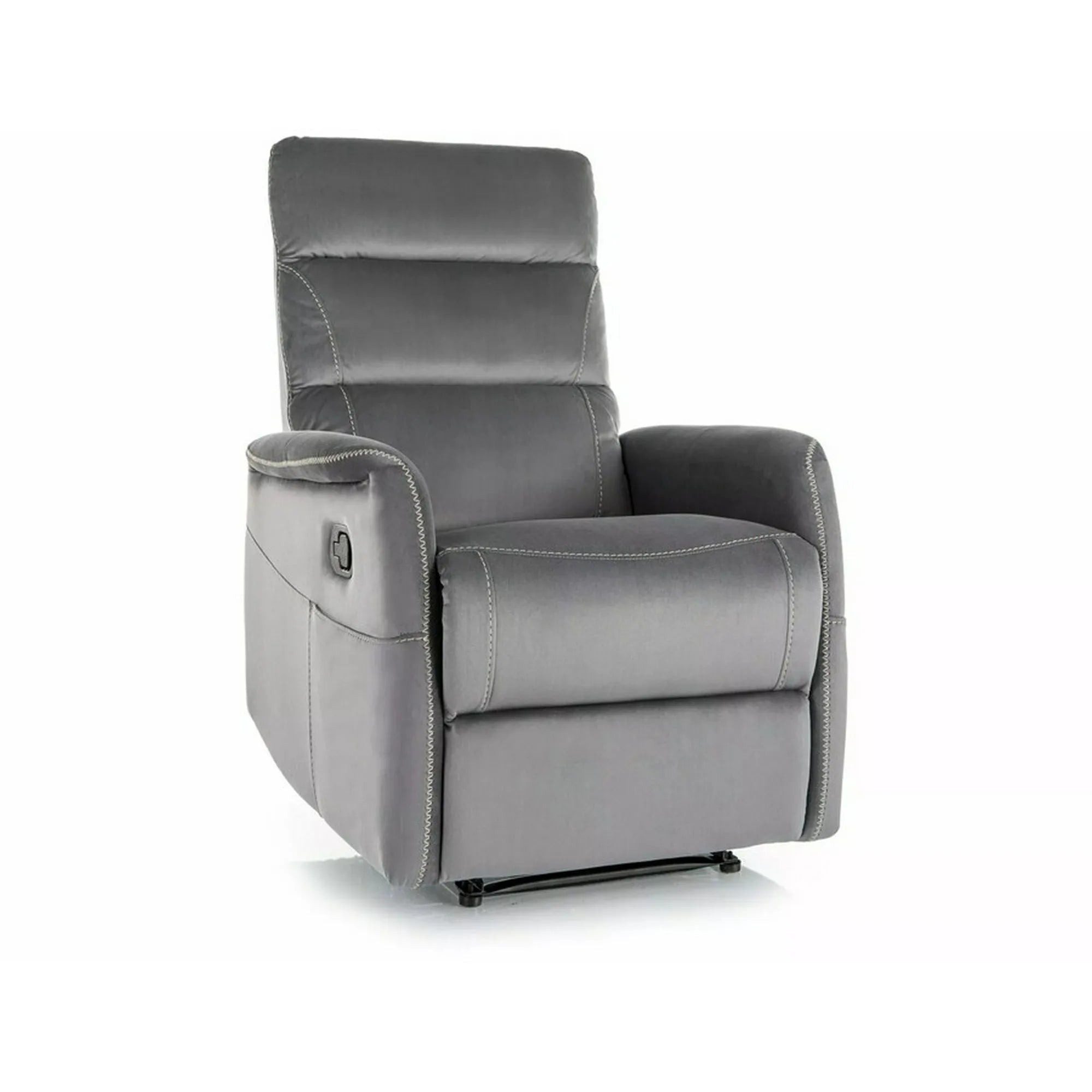 Fotoliu recliner SOLON M, stofa catifelata gri - Bluvel 14, 74x86/162x106 cm