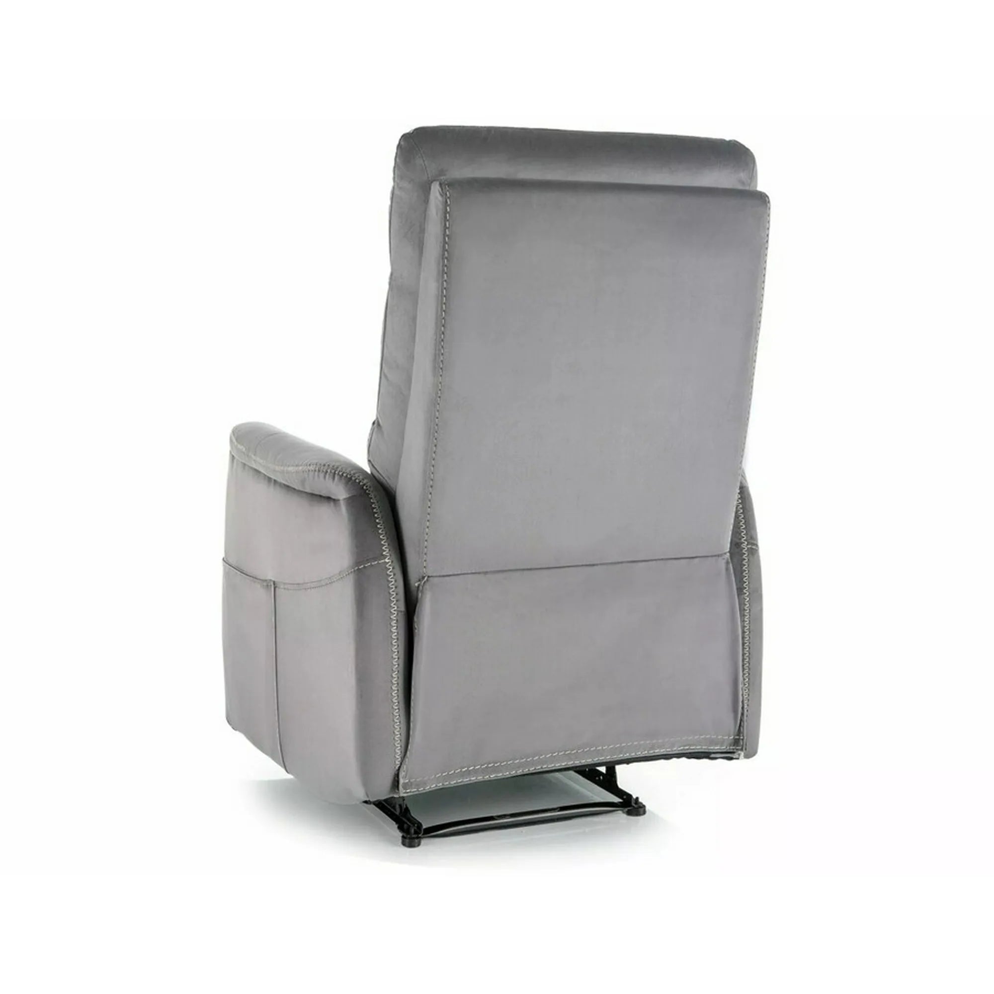 Fotoliu recliner SOLON M, stofa catifelata gri - Bluvel 14, 74x86/162x106 cm