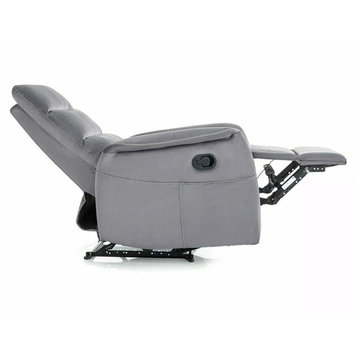 Fotoliu recliner SOLON M, stofa catifelata gri - Bluvel 14, 74x86/162x106 cm