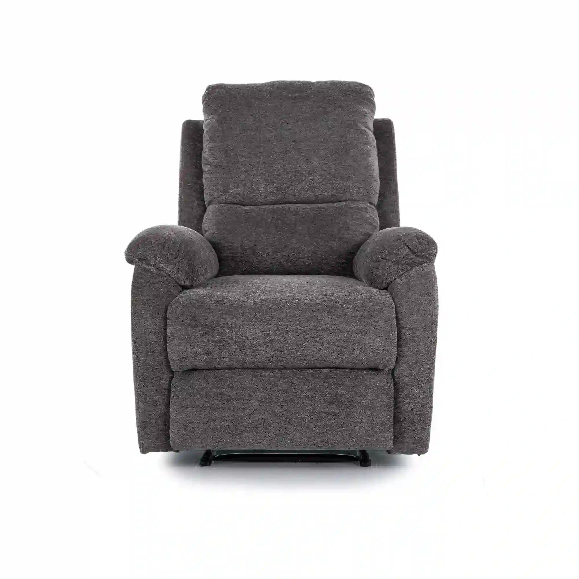 Fotoliu recliner SPENCER 1, gri inchis/negru, stofa clasica/metal, 80x94/164x101 cm