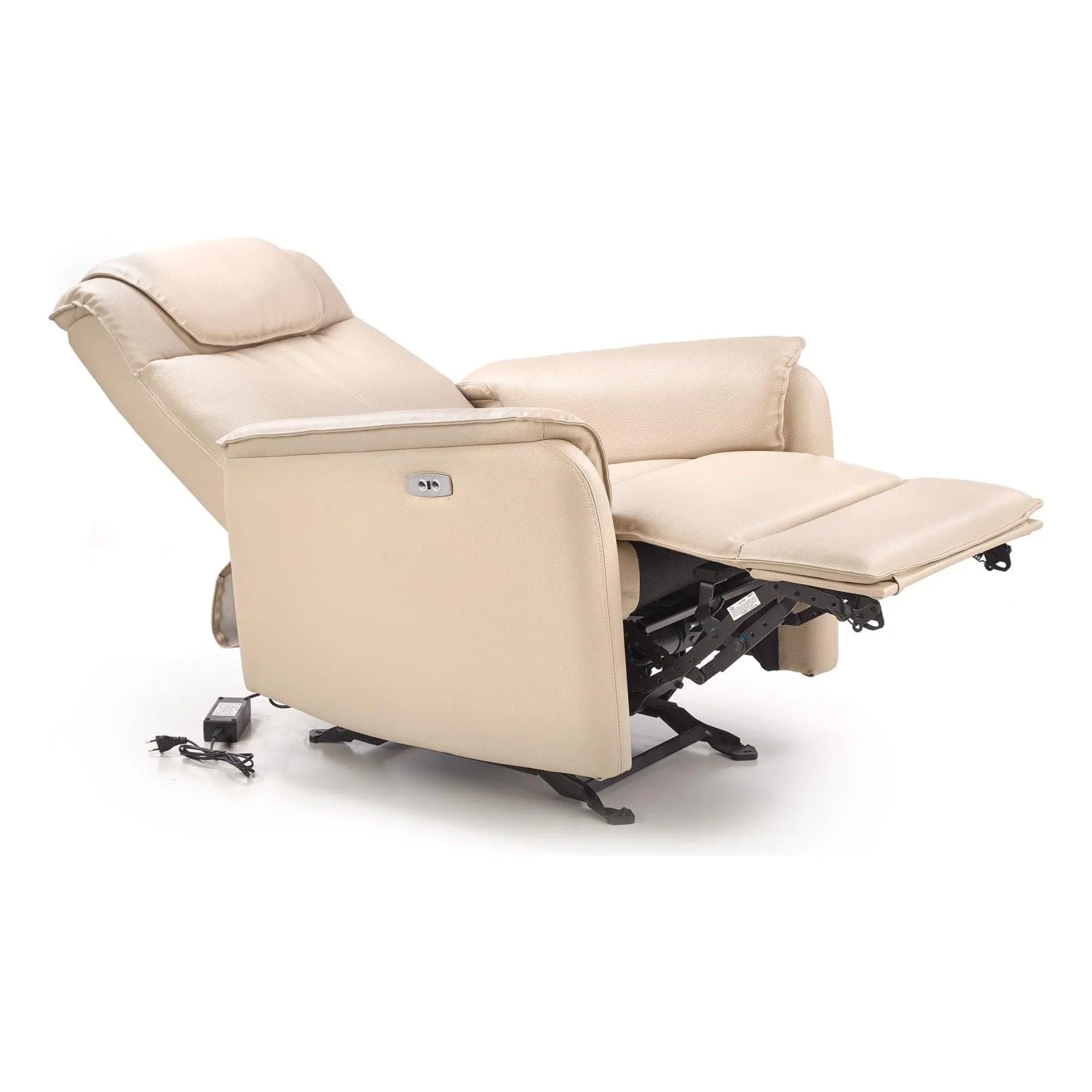 Fotoliu reglabil PARADISE, crem/negru, piele ecologica/metal, 75x94x103 cm