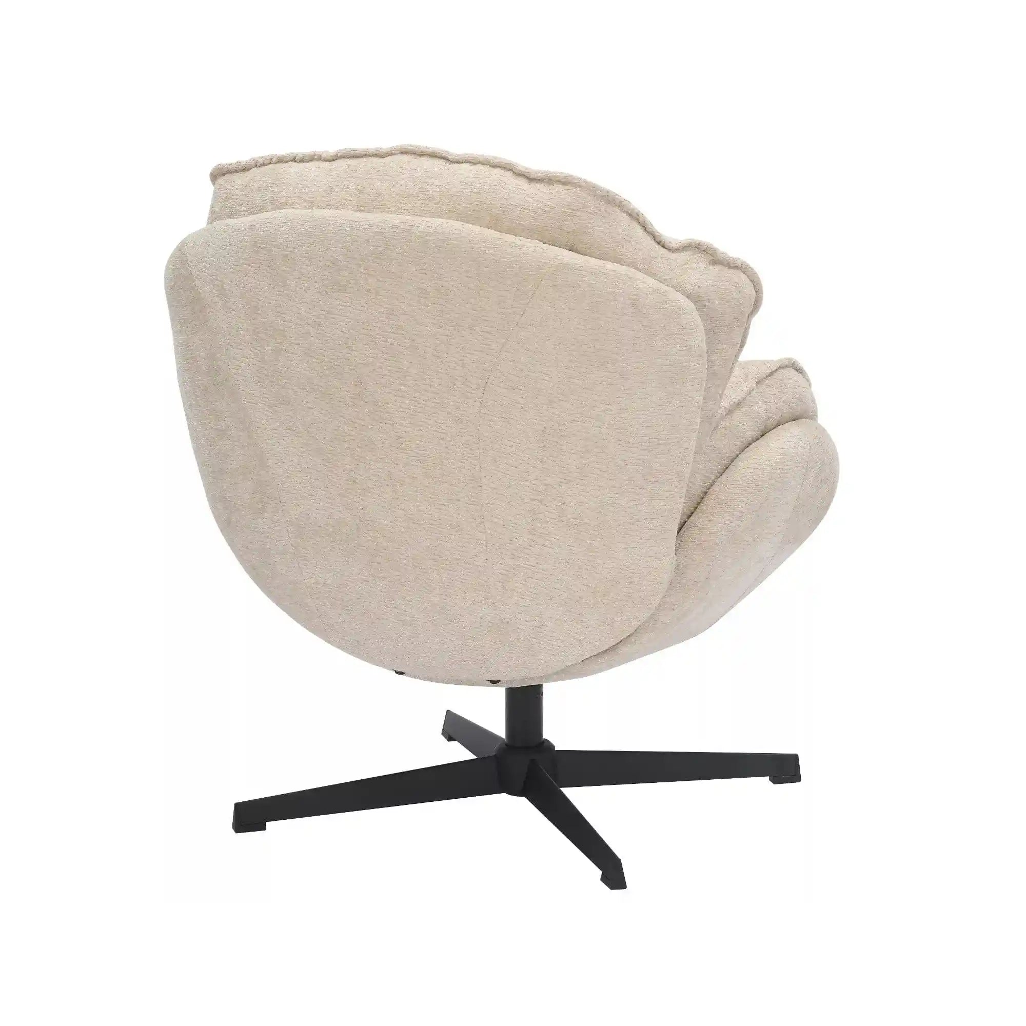 Fotoliu rotativ BETTY, bej/negru, stofa clasica/metal, 73x87x83 cm